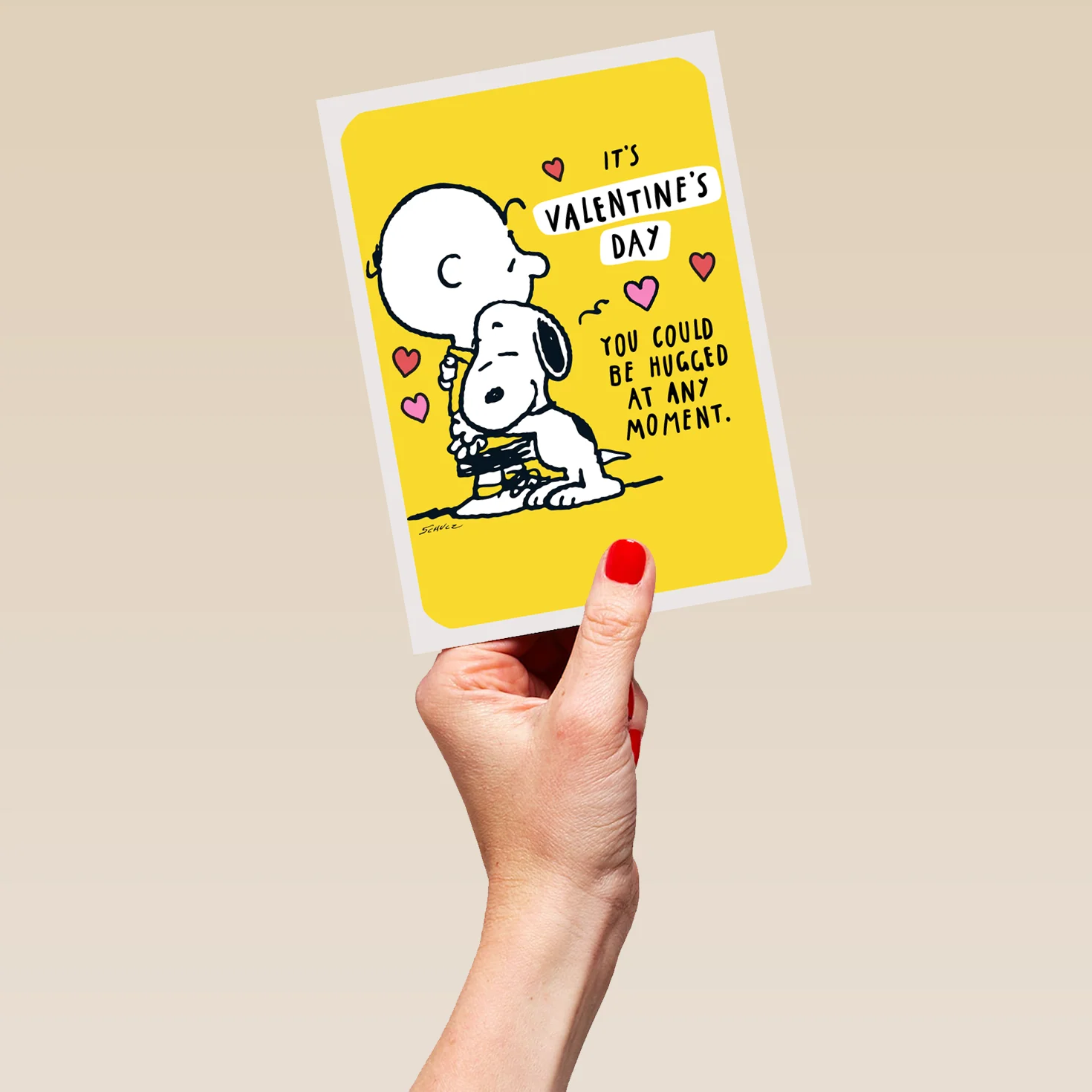 Personalised Cute PEANUTS™ Charlie Brown & SNOOPY Hug Valentine's Day Card - Image 5
