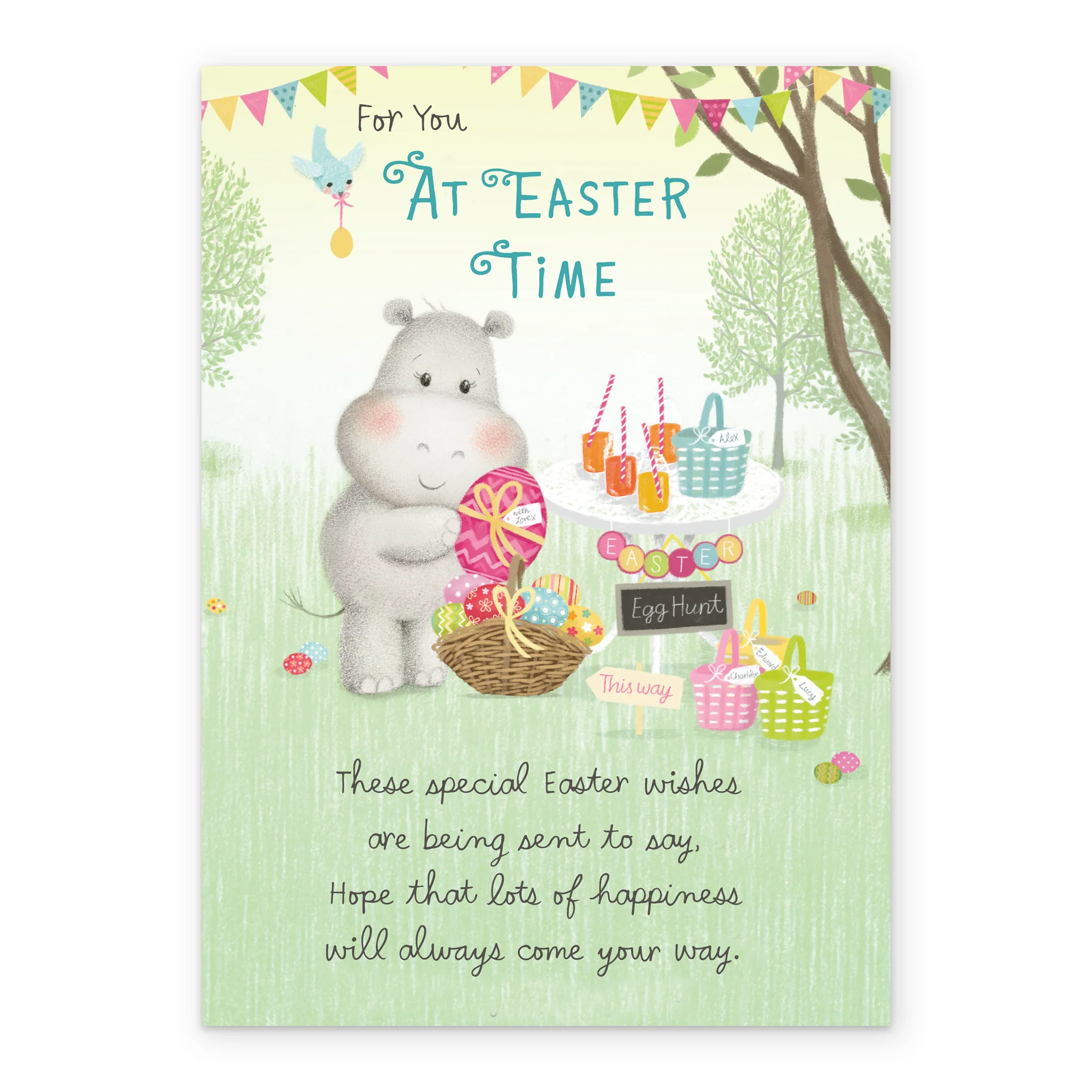 Personalised Cute Po And Birdie Egg Hunt Easter Card - Image 2