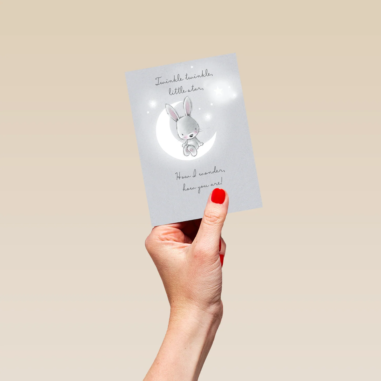 Personalised Cute Rabbit On Moon Miss You Card - Image 4