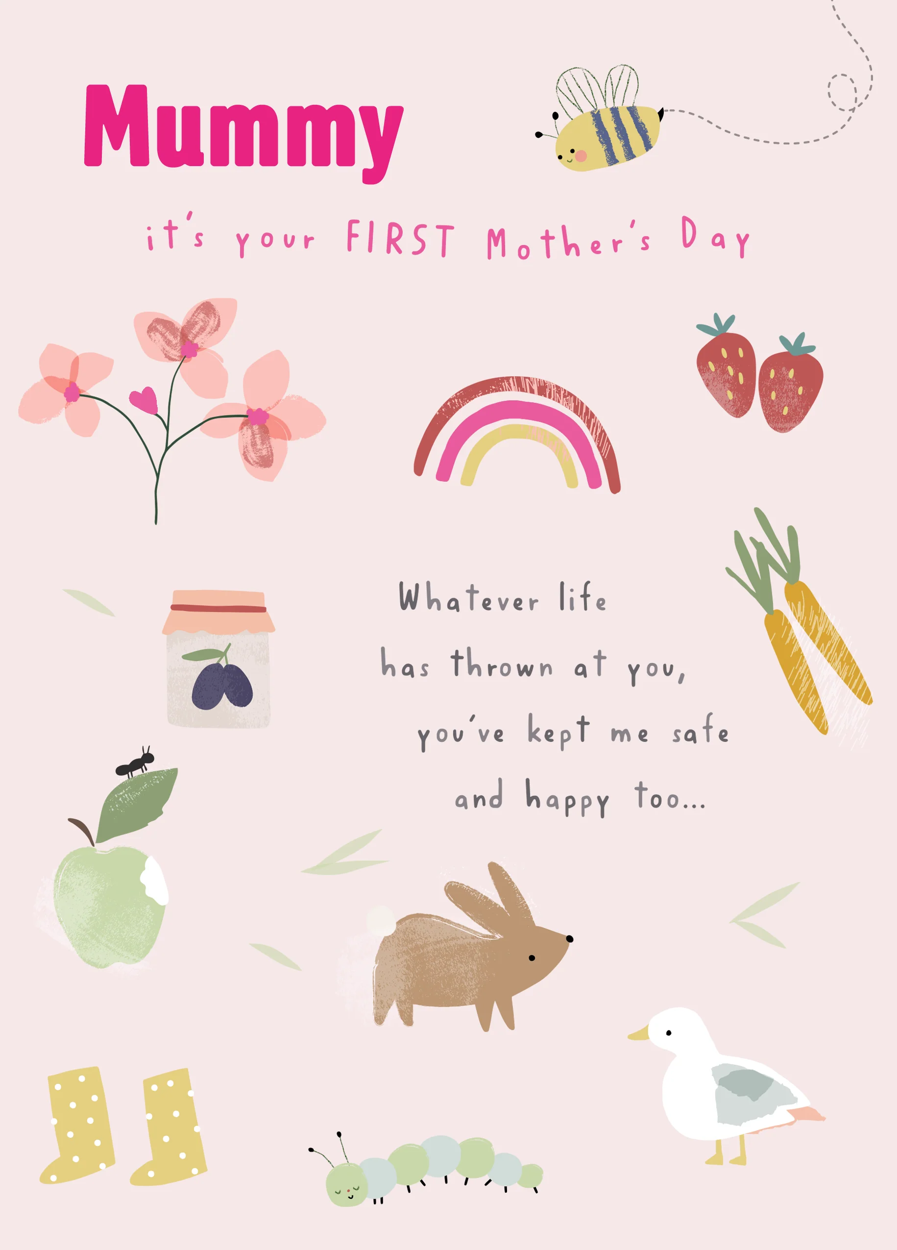 Personalised Cute Rainbows & Animals 1st Mother's Day Card For Mummy