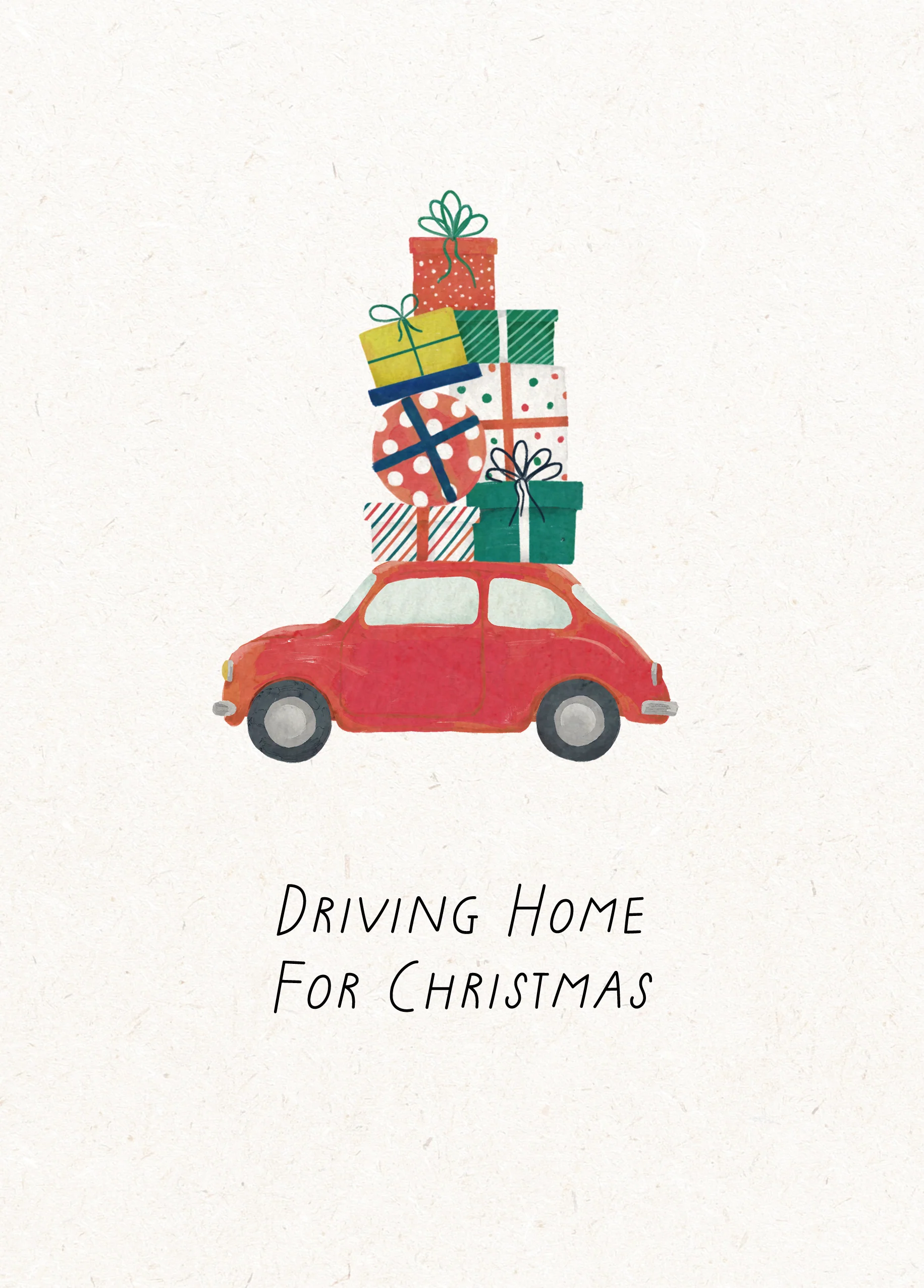 Personalised Cute Red Car & Gifts Christmas Card