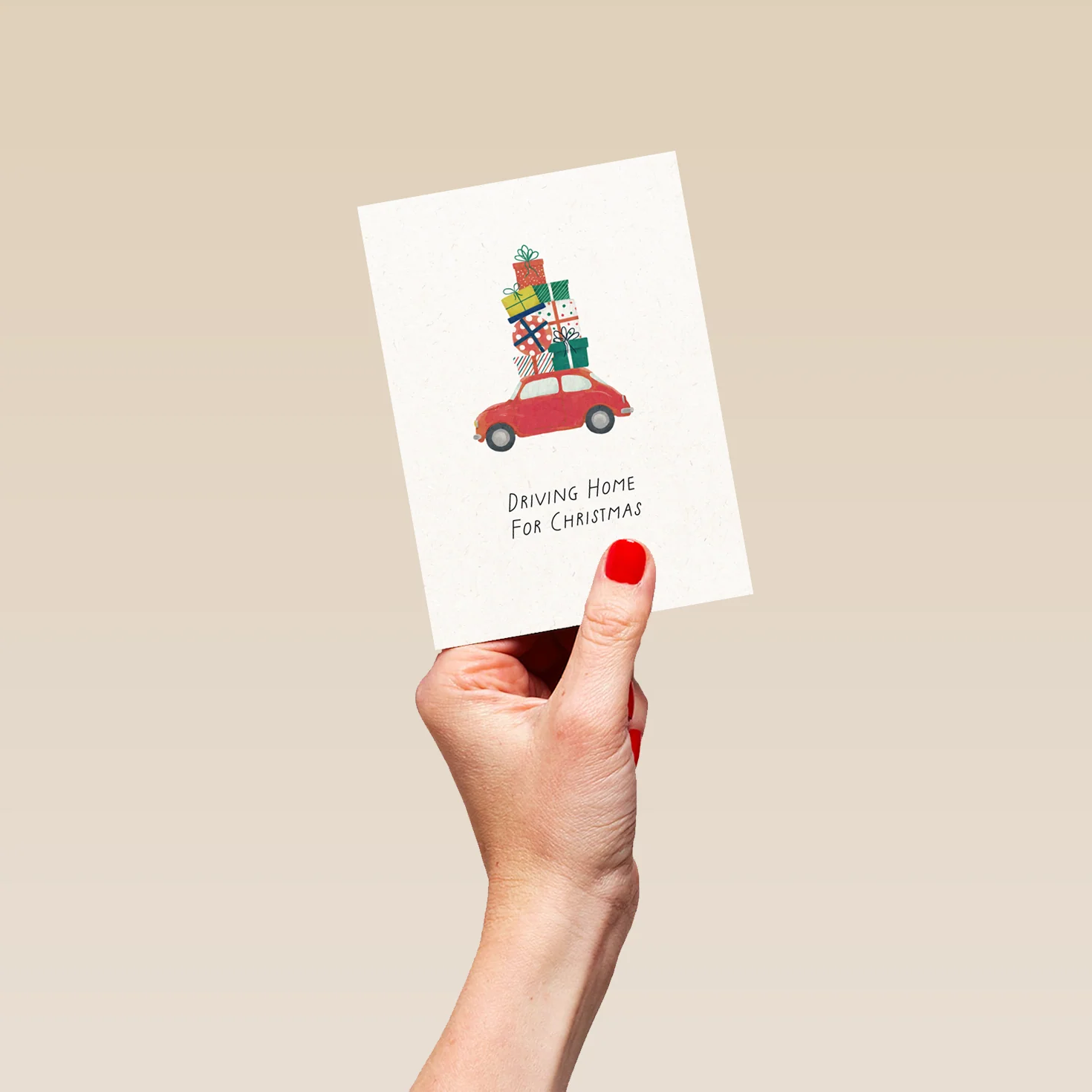 Personalised Cute Red Car & Gifts Christmas Card - Image 4