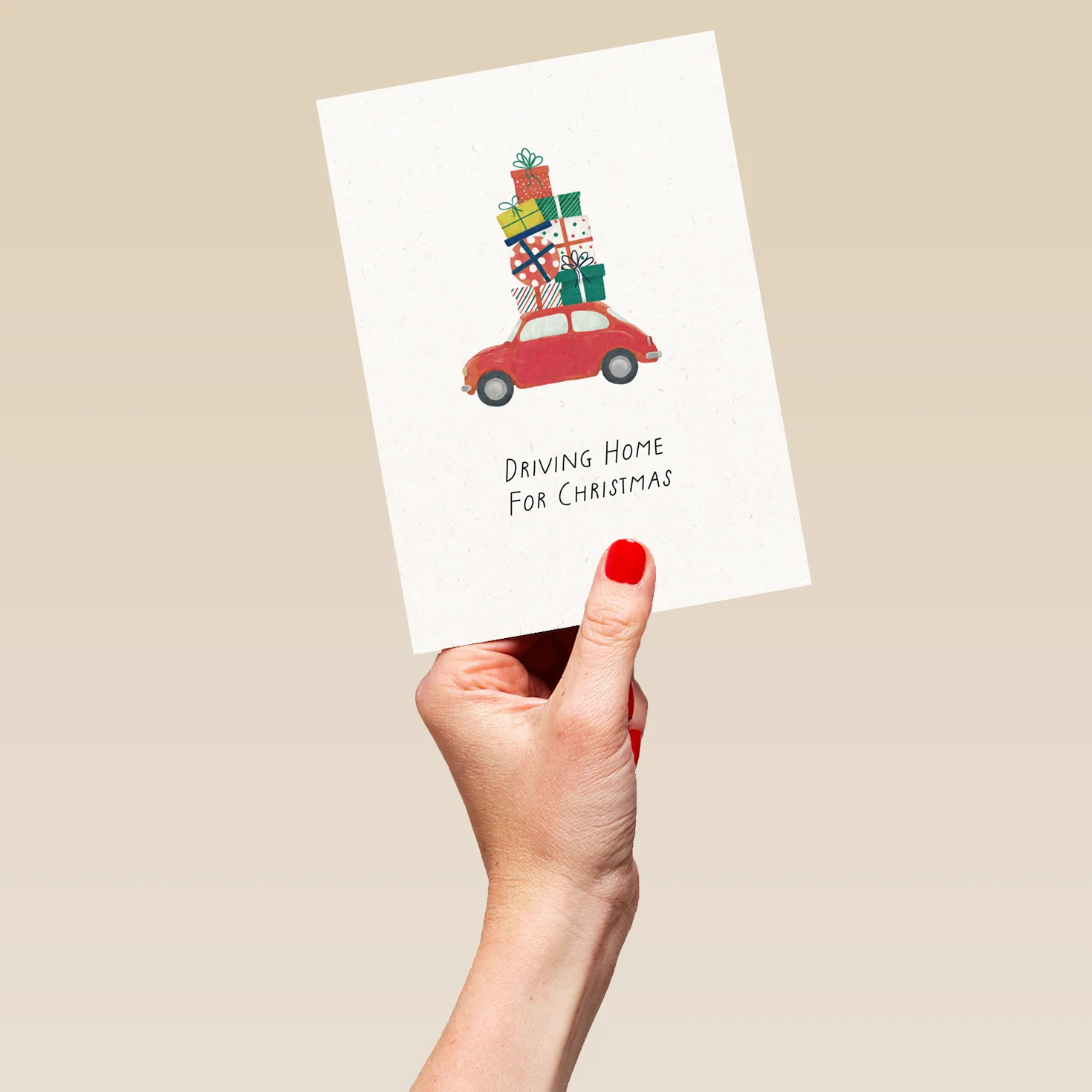 Personalised Cute Red Car & Gifts Christmas Card - Image 5