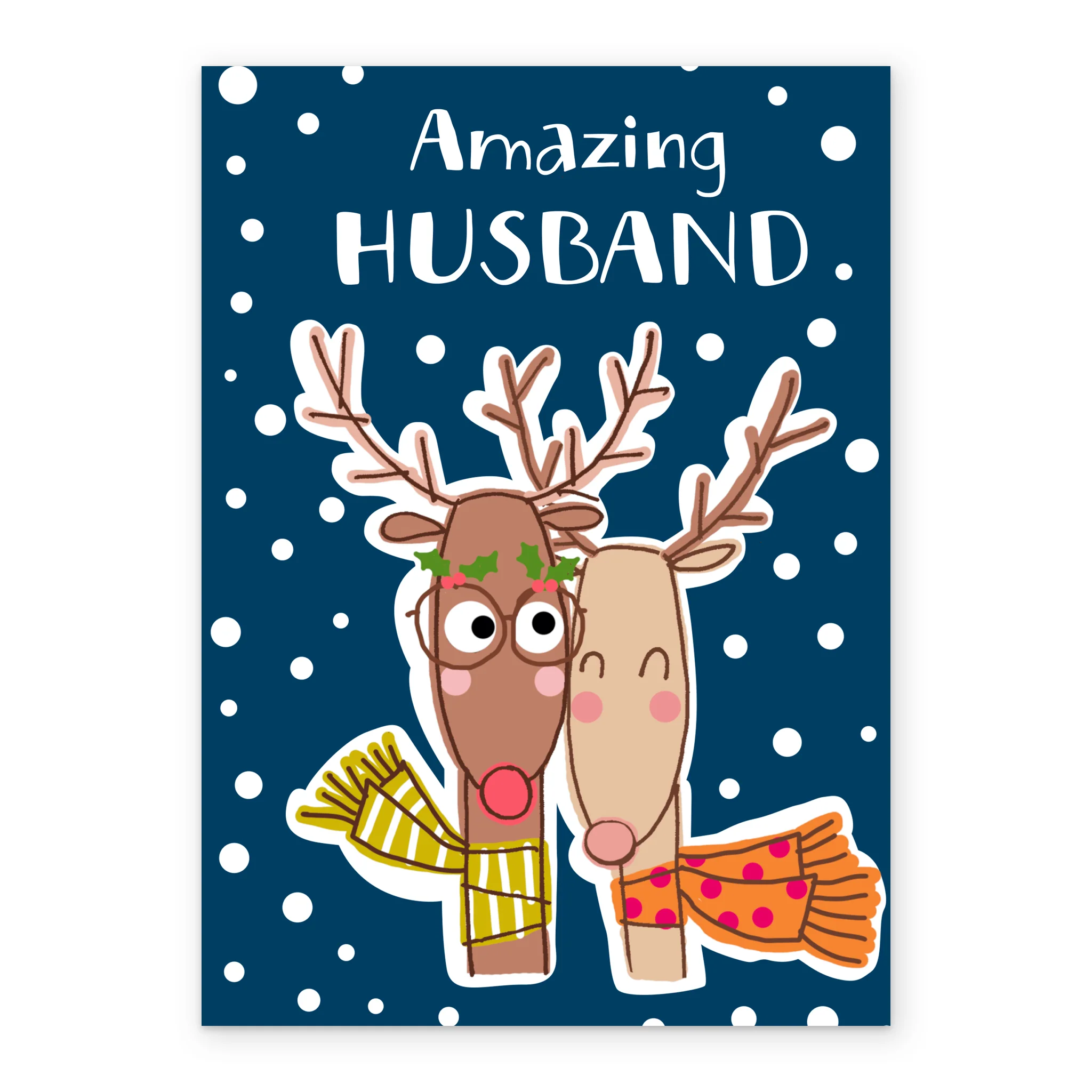 Personalised Cute Reindeer Christmas Card For Husband - Image 2