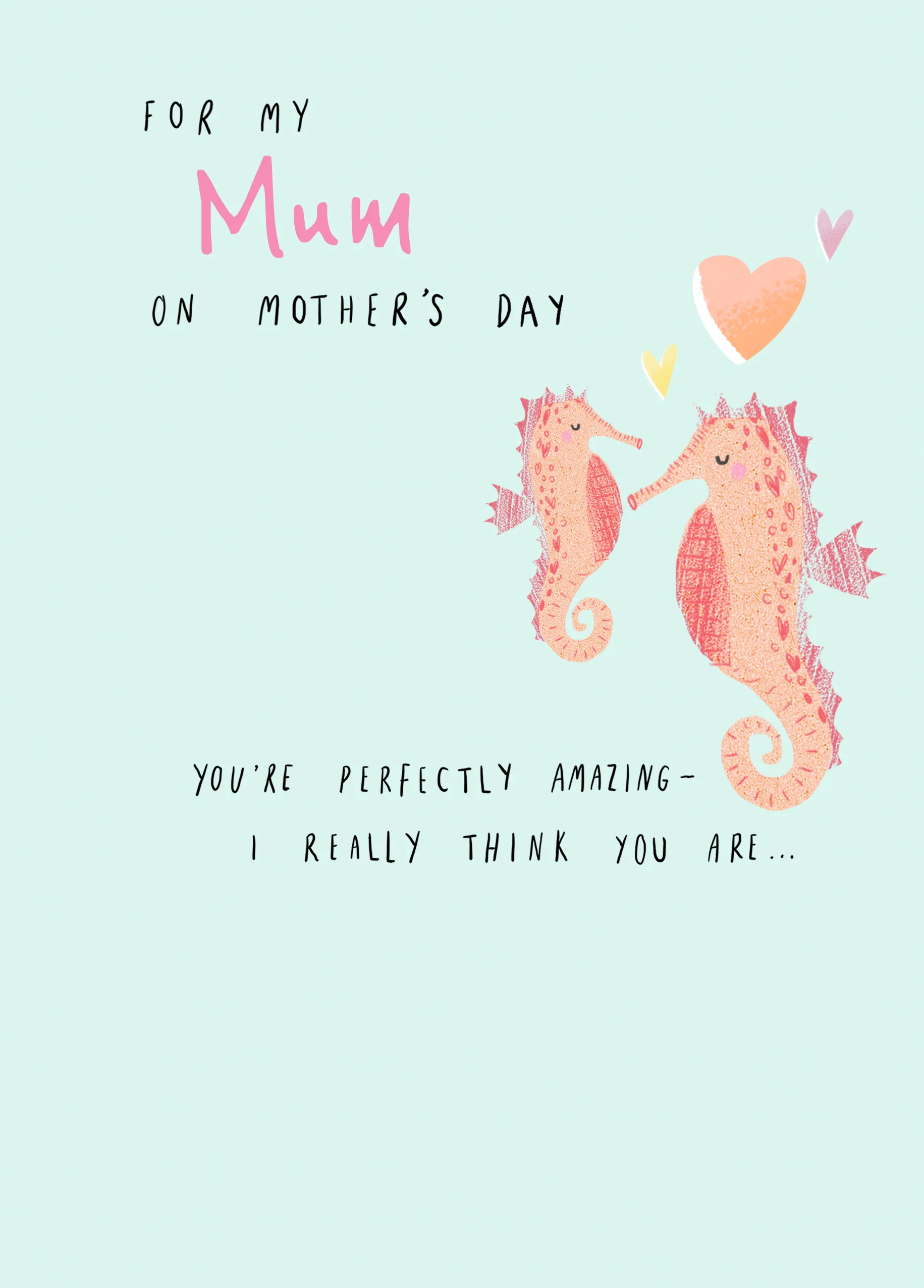Personalised Cute Seahorses Mother's Day Card For Mum