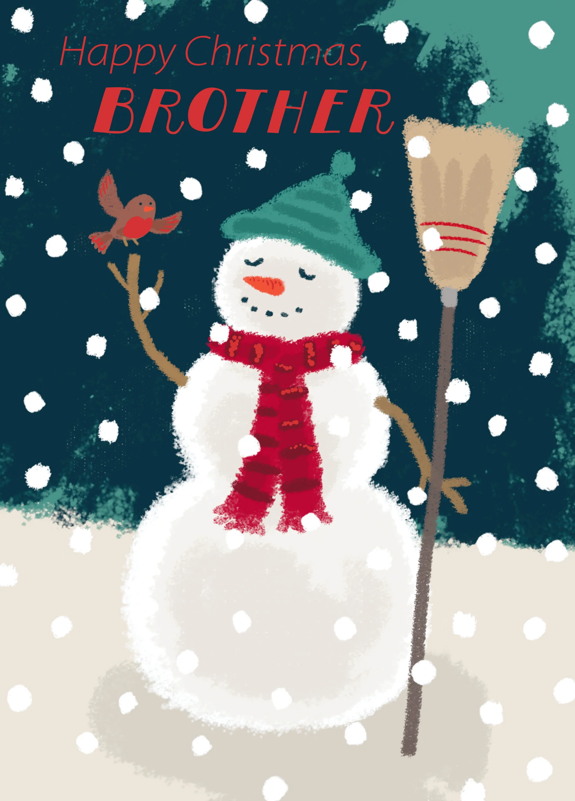 Personalised Cute Snowman Christmas Card For Brother