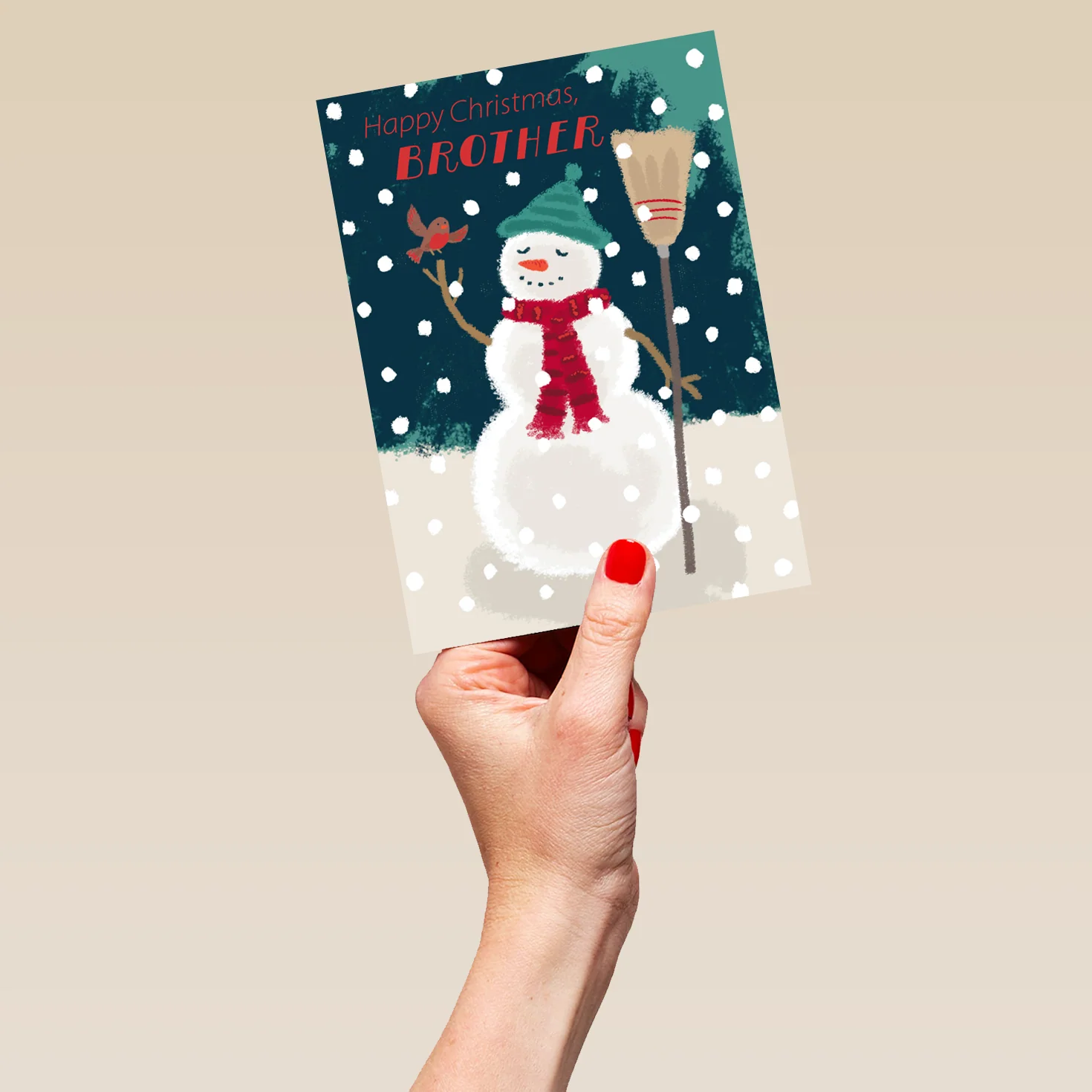 Personalised Cute Snowman Christmas Card For Brother - Image 5