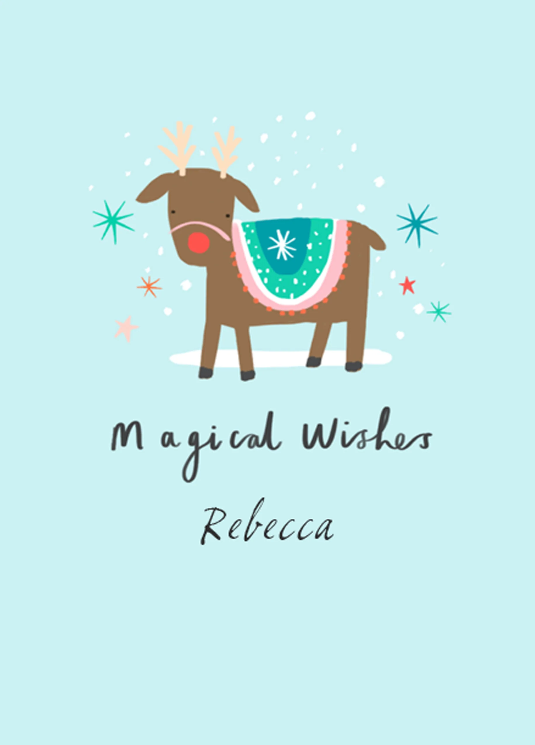 Personalised Cute Snowy Reindeer Christmas Card