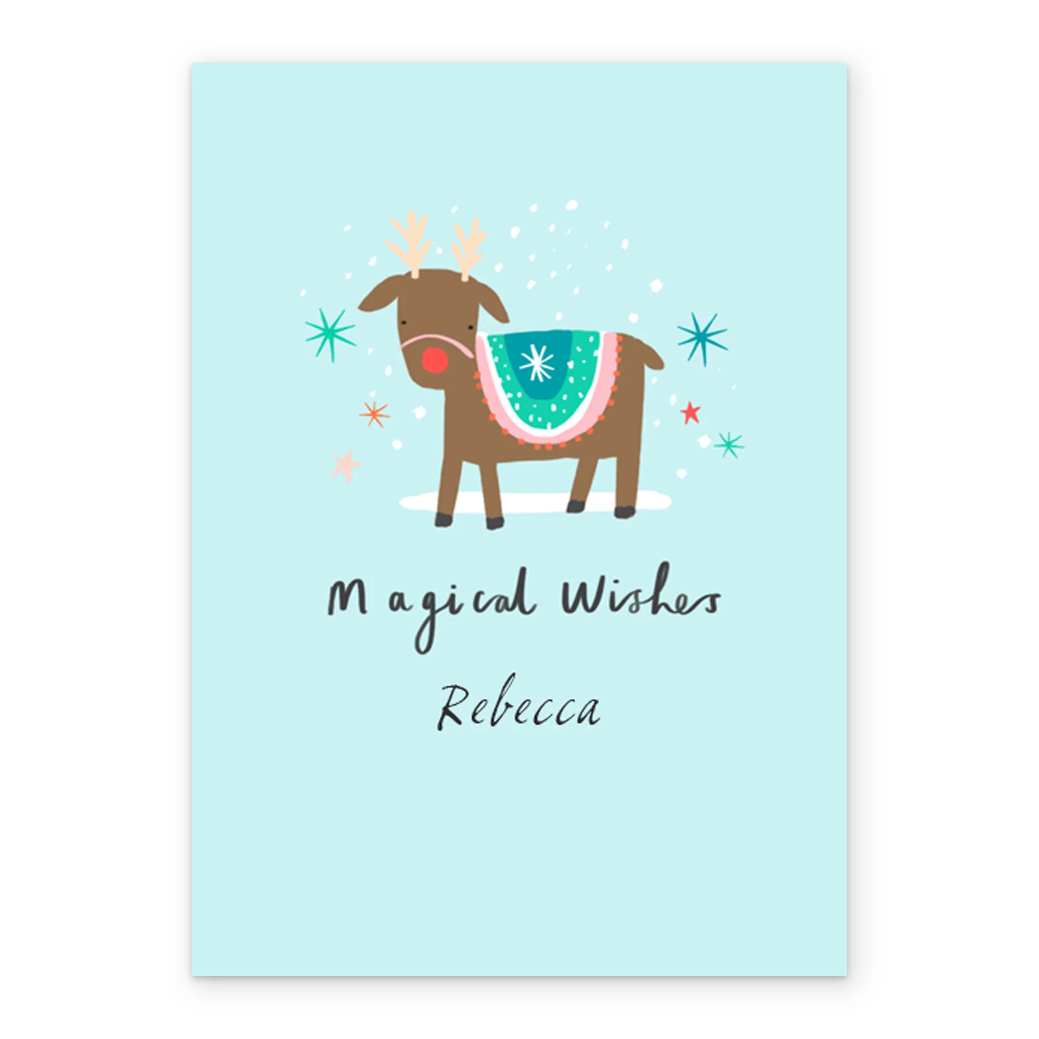 Personalised Cute Snowy Reindeer Christmas Card - Image 2