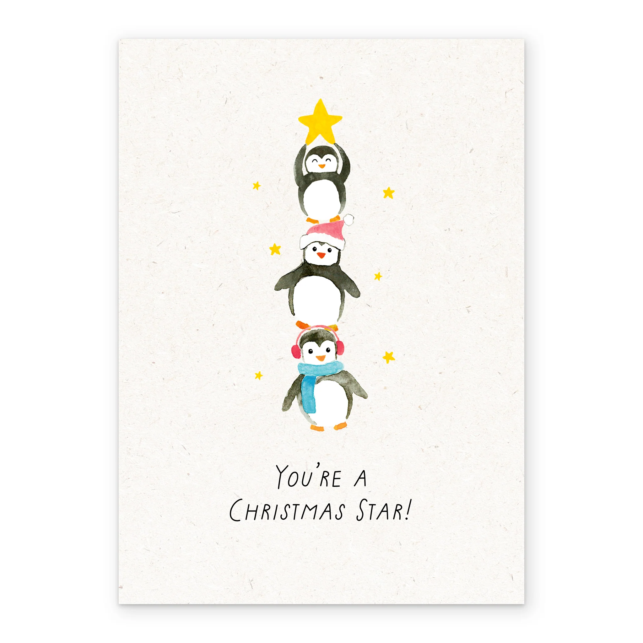 Personalised Cute Stacked Penguins Christmas Card - Image 2