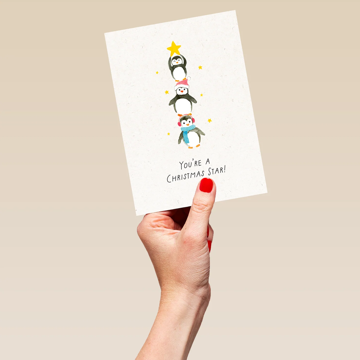Personalised Cute Stacked Penguins Christmas Card - Image 5