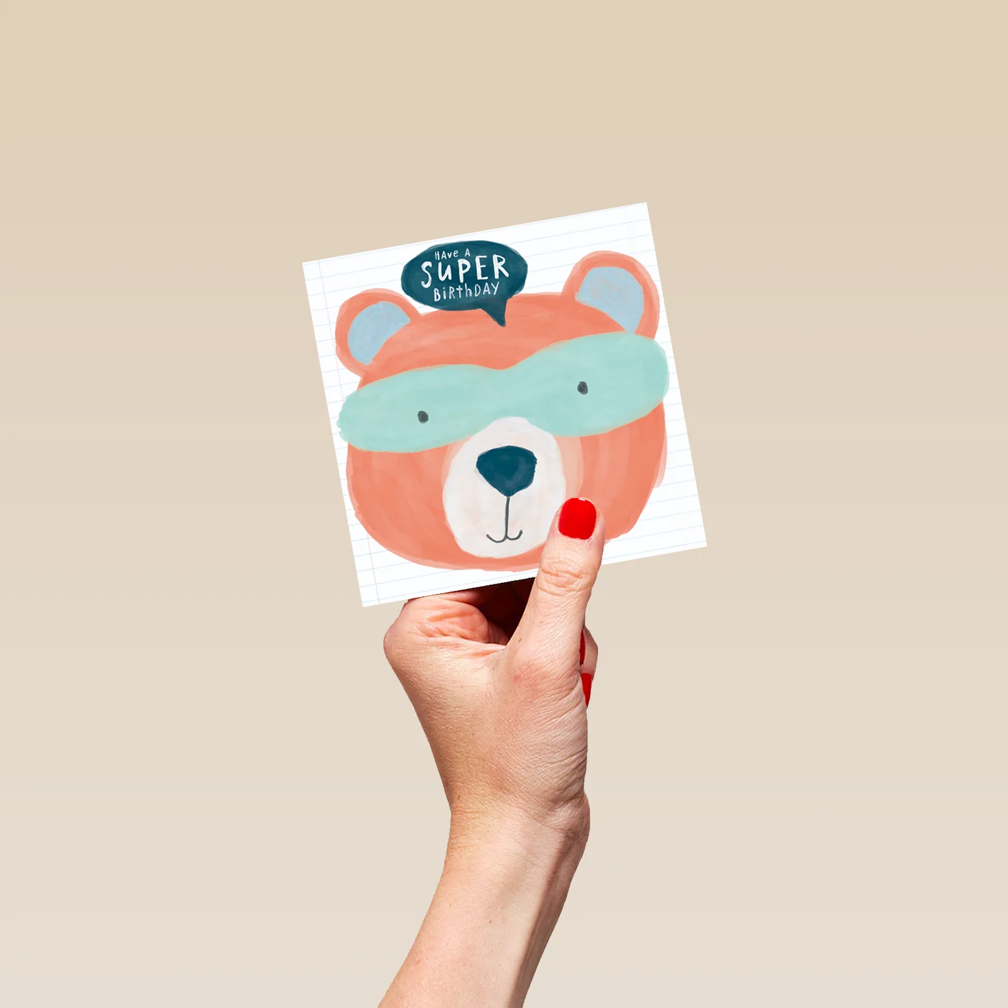 Personalised Cute Superhero Bear Face Kids Birthday Boy Card - Image 4