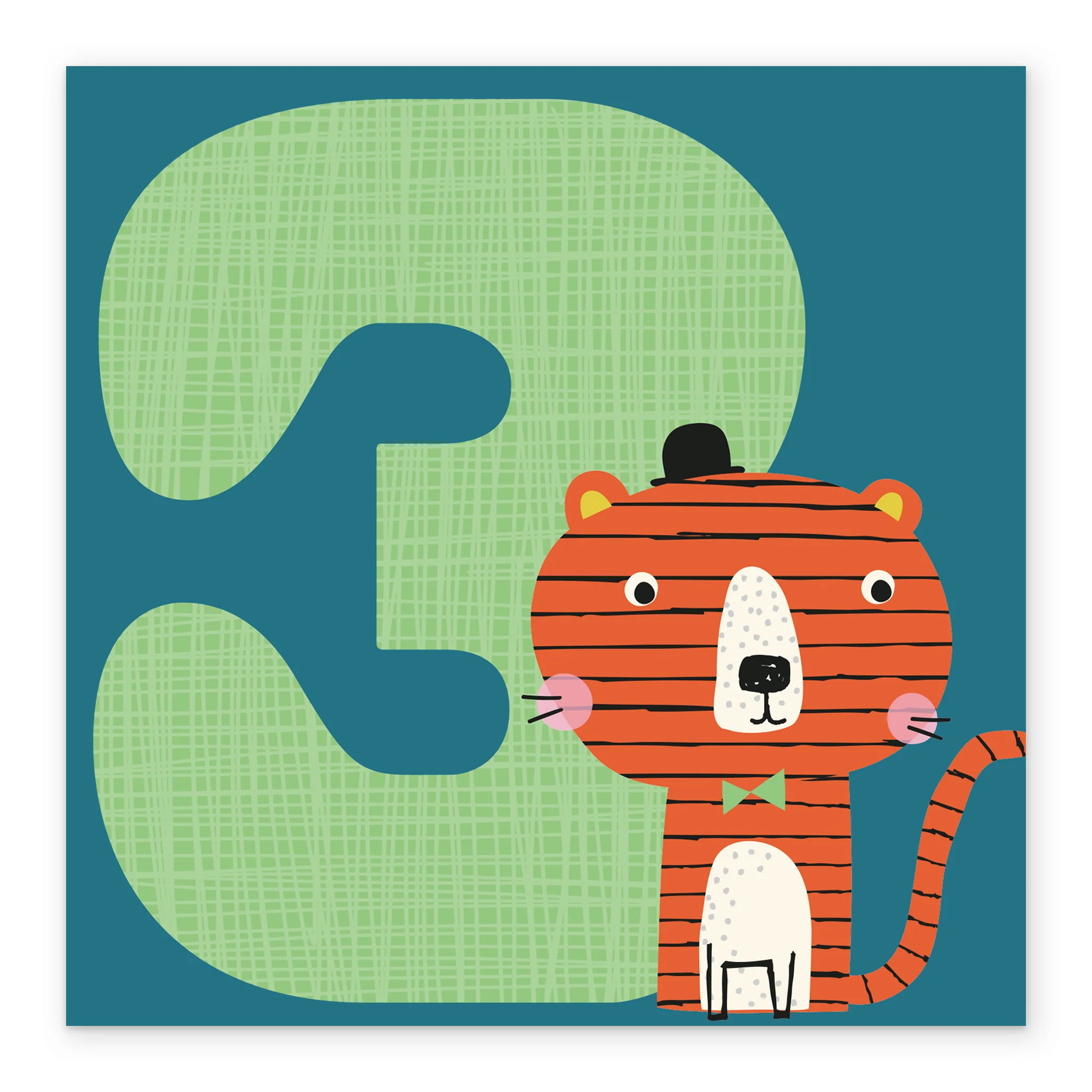 Personalised Cute Tiger And Number 3rd Birthday Card - Image 2