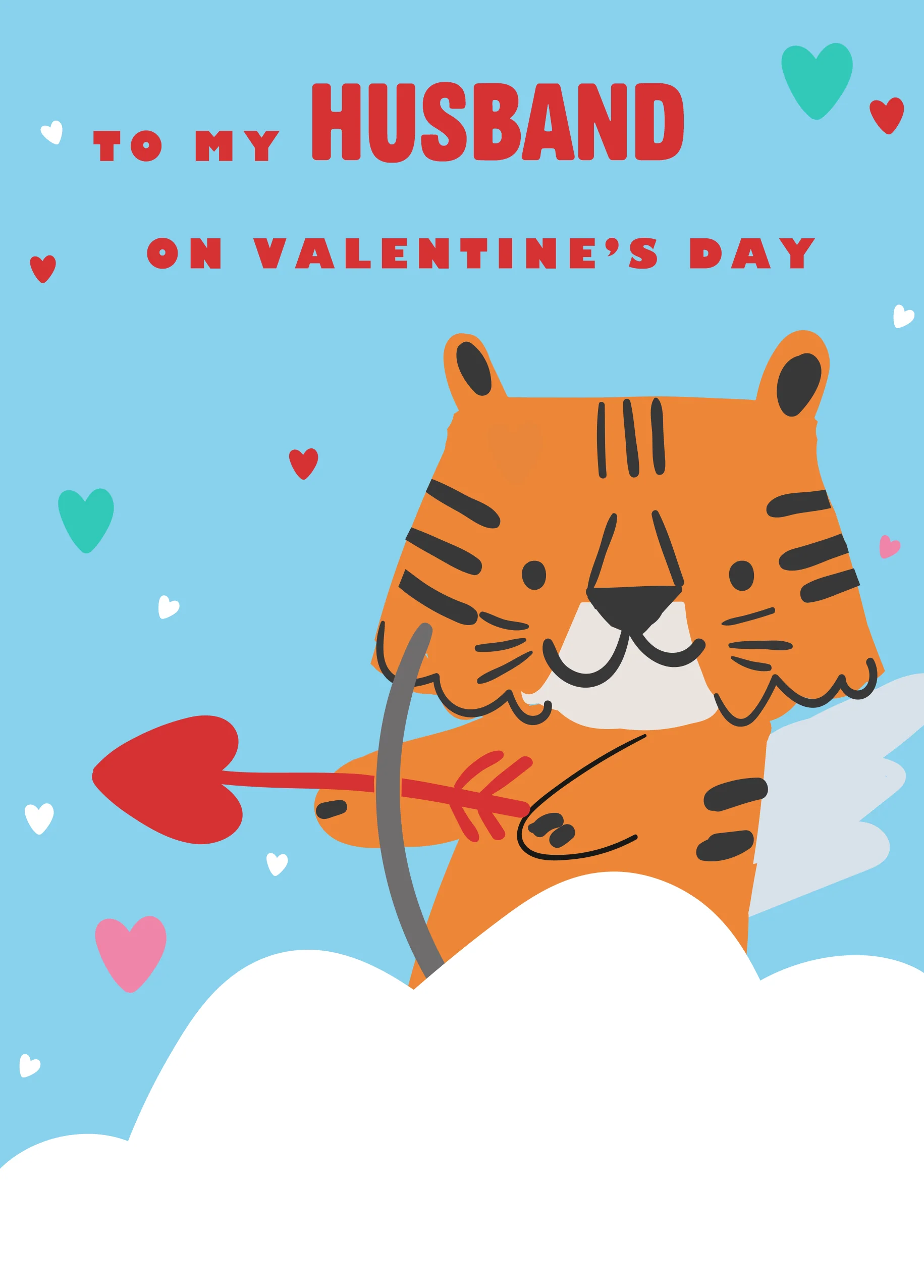 Personalised Cute Tiger With Cupid Arrow Valentine's Day Card