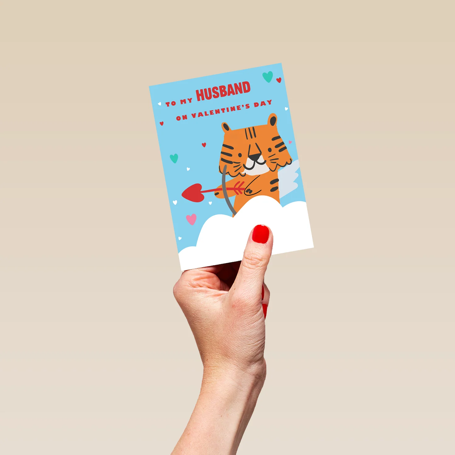 Personalised Cute Tiger With Cupid Arrow Valentine's Day Card - Image 4