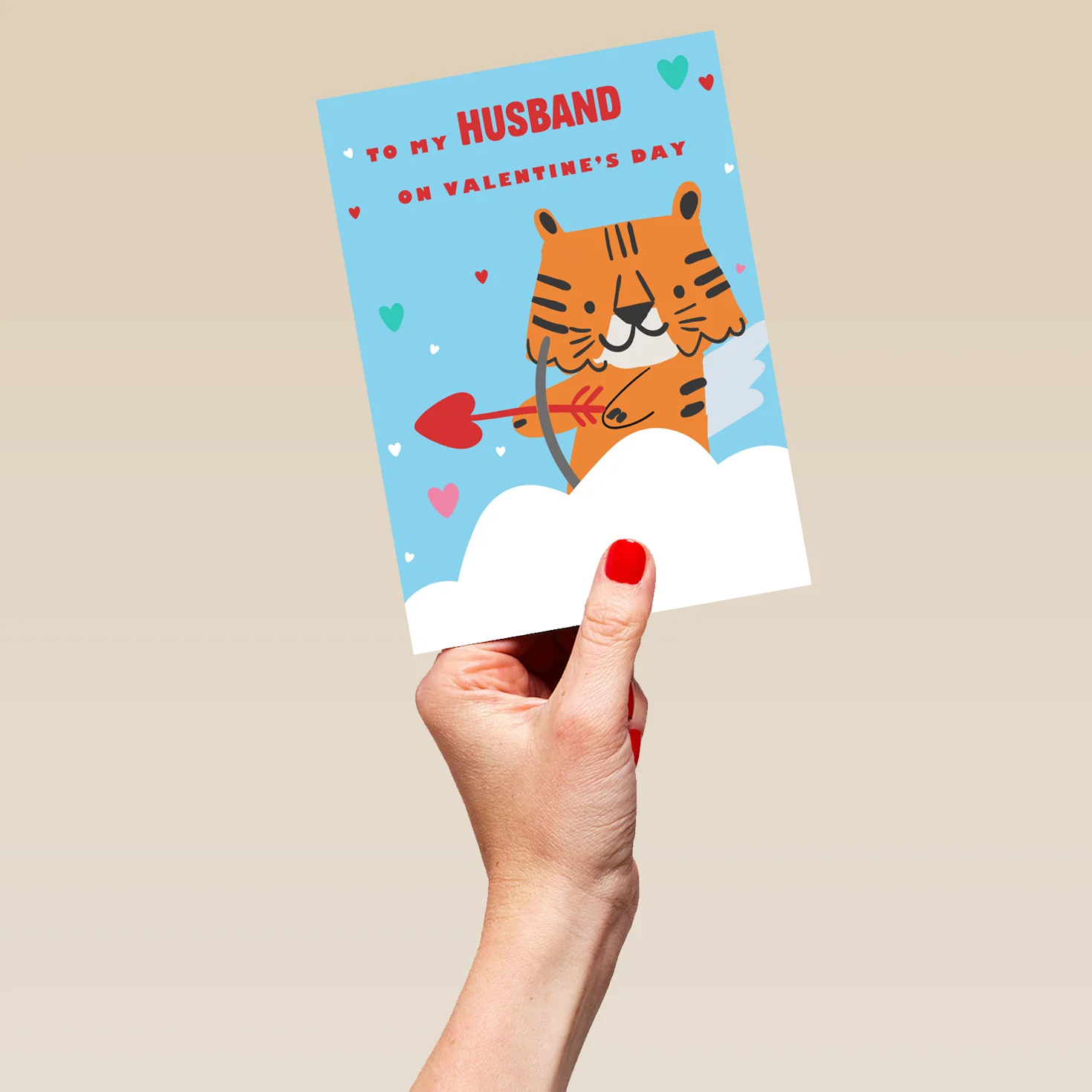 Personalised Cute Tiger With Cupid Arrow Valentine's Day Card - Image 5