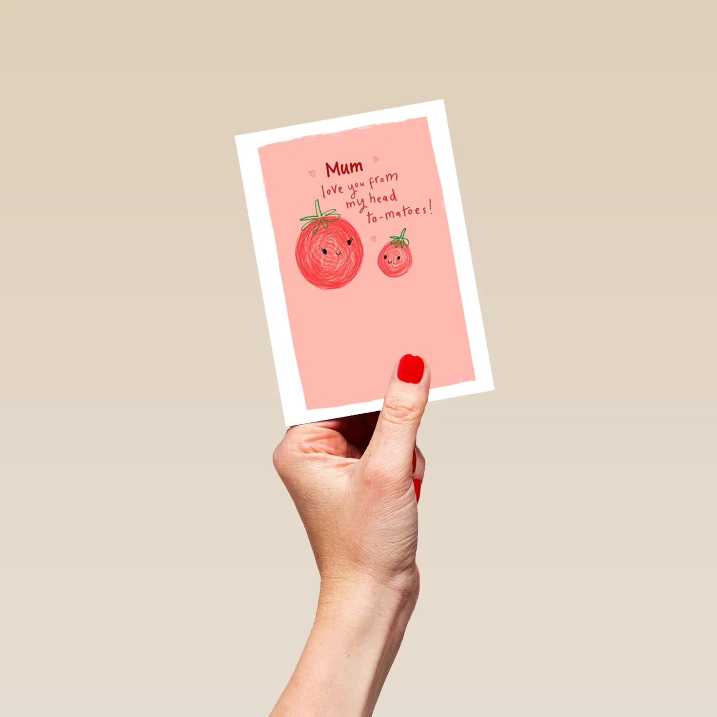 Personalised Cute Tomato Heart For Mum Card - Image 4