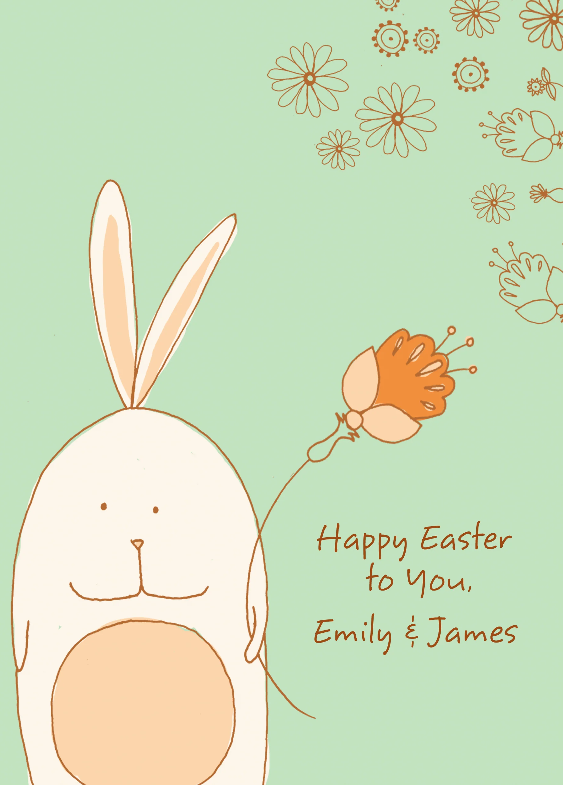 Personalised Cute White Rabbit Design Easter Card