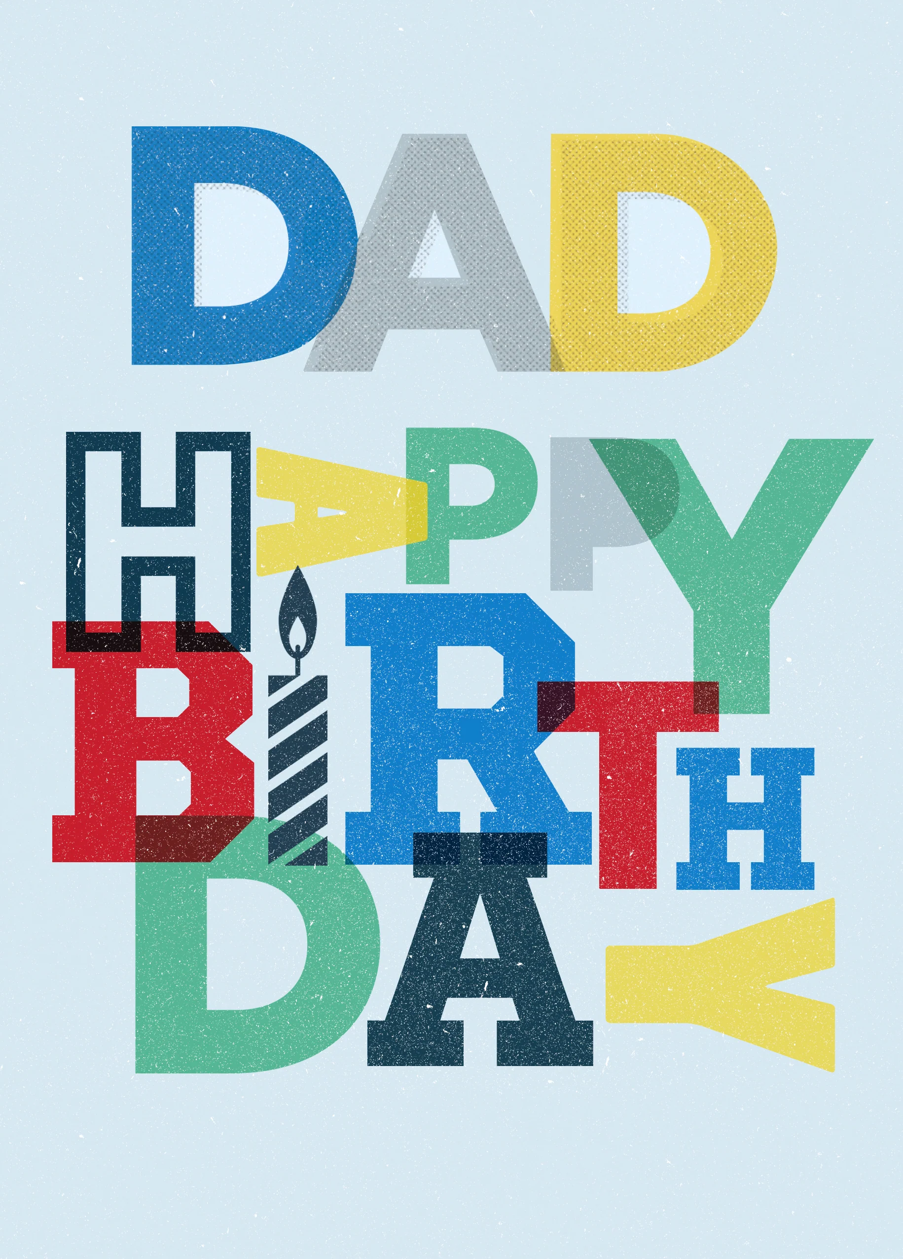 Personalised Dad Birthday With Colourful Text Card