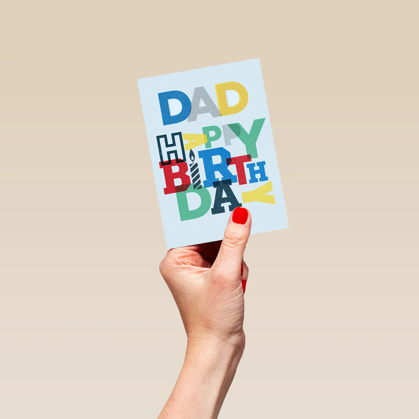 Personalised Dad Birthday With Colourful Text Card - Image 4