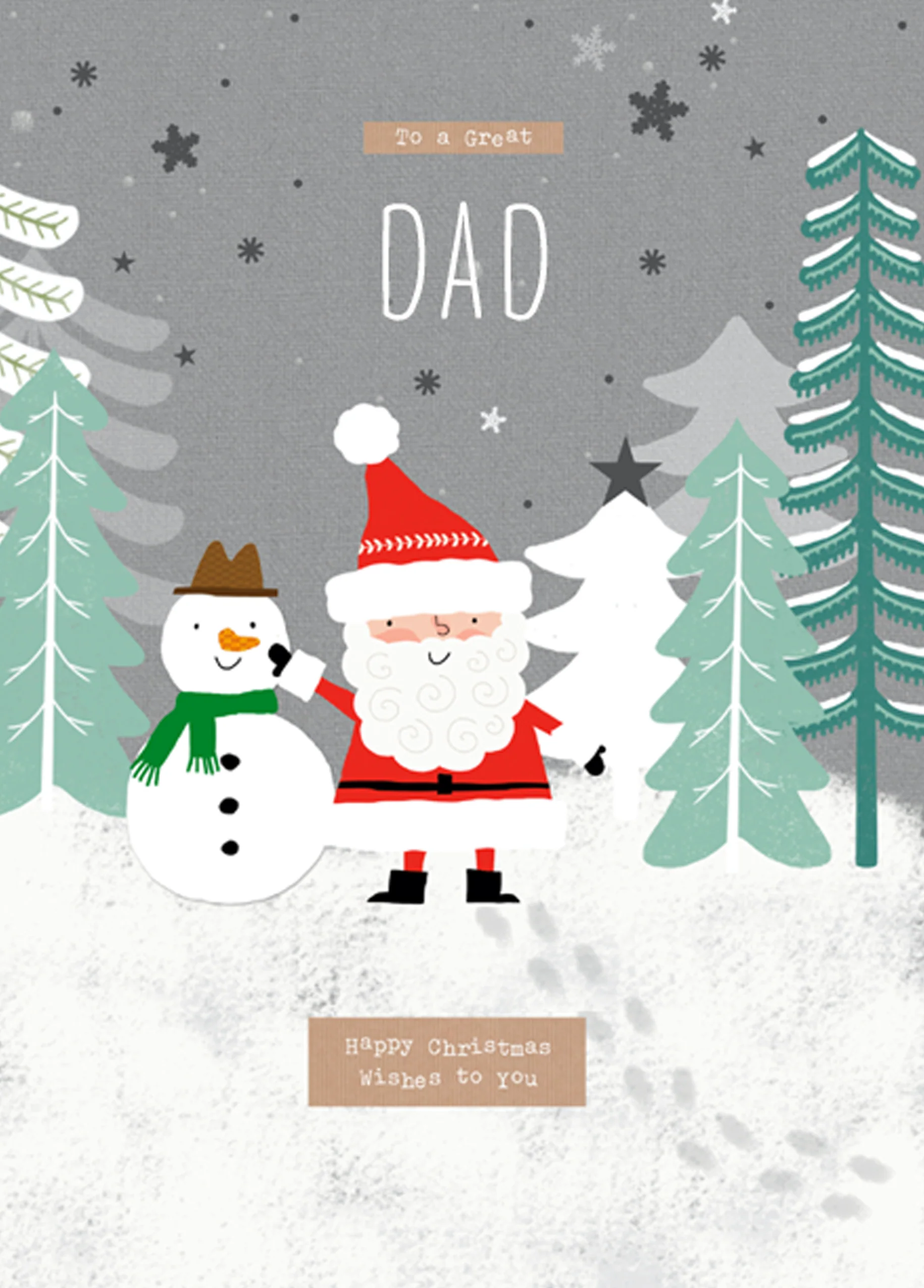 Personalised Dad Cute Santa Claus Snowman Christmas Card