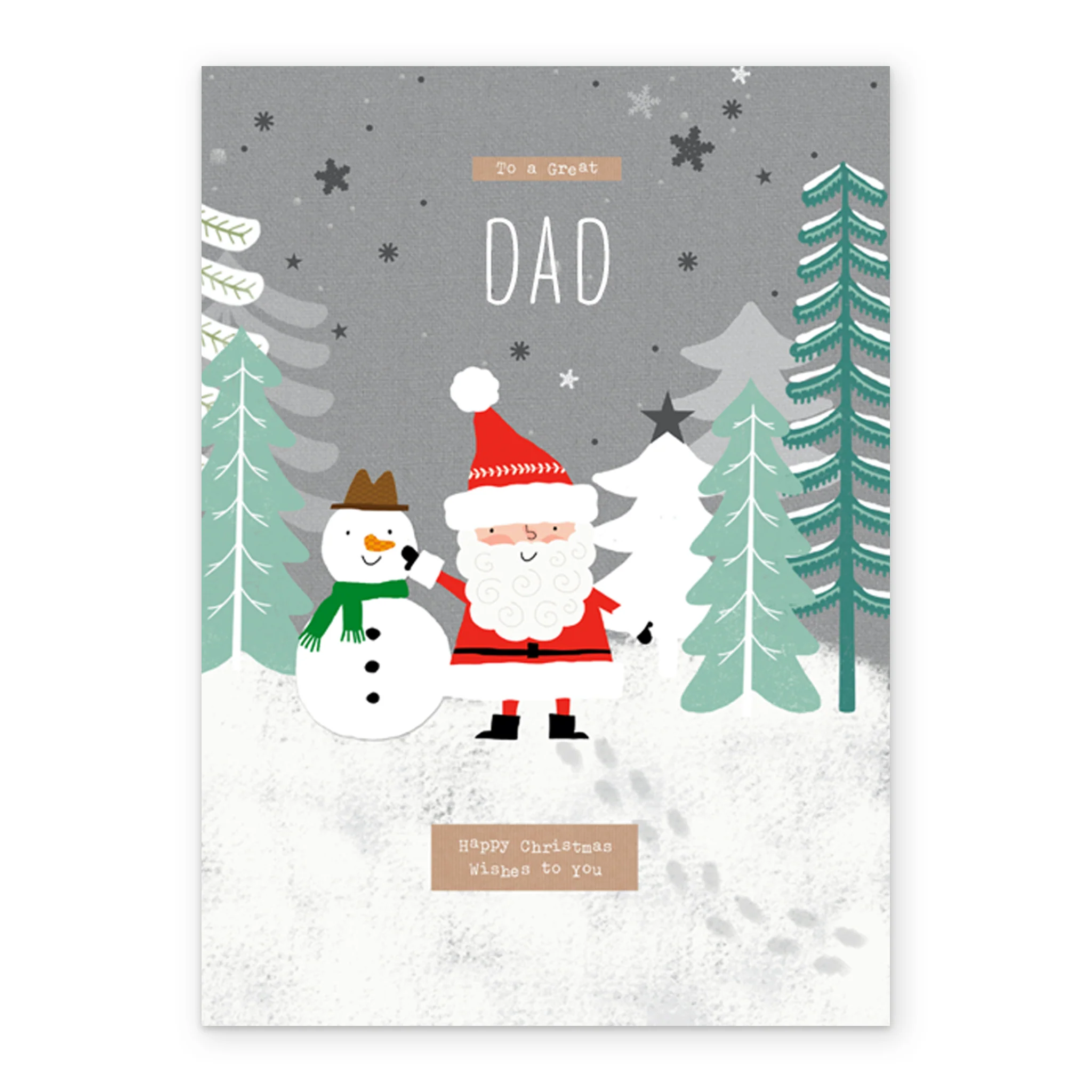 Personalised Dad Cute Santa Claus Snowman Christmas Card - Image 2