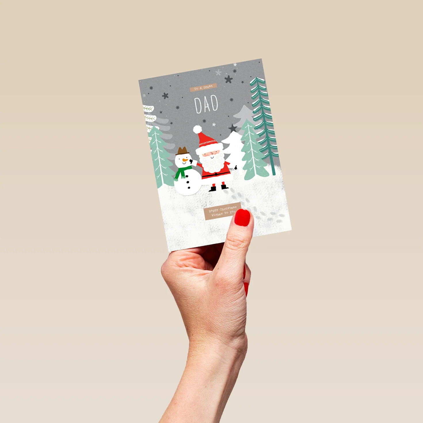 Personalised Dad Cute Santa Claus Snowman Christmas Card - Image 4