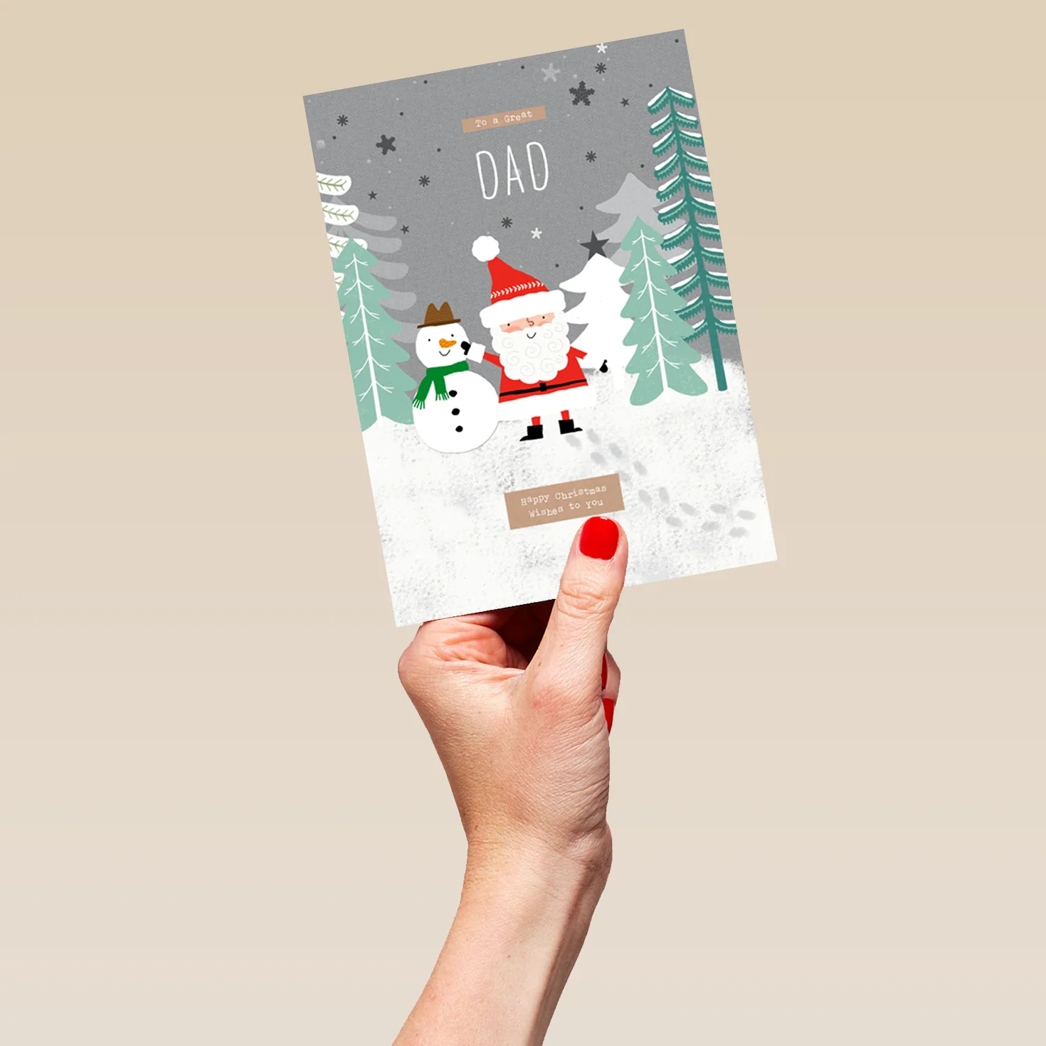 Personalised Dad Cute Santa Claus Snowman Christmas Card - Image 5