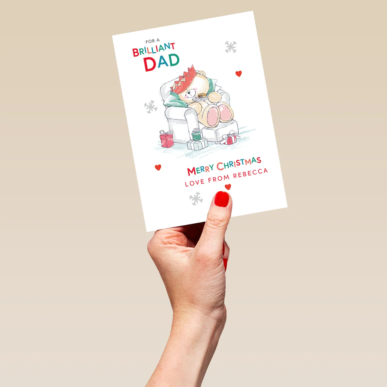 Personalised Dad Forever Friends Snoozing Bear Christmas Card - Image 5