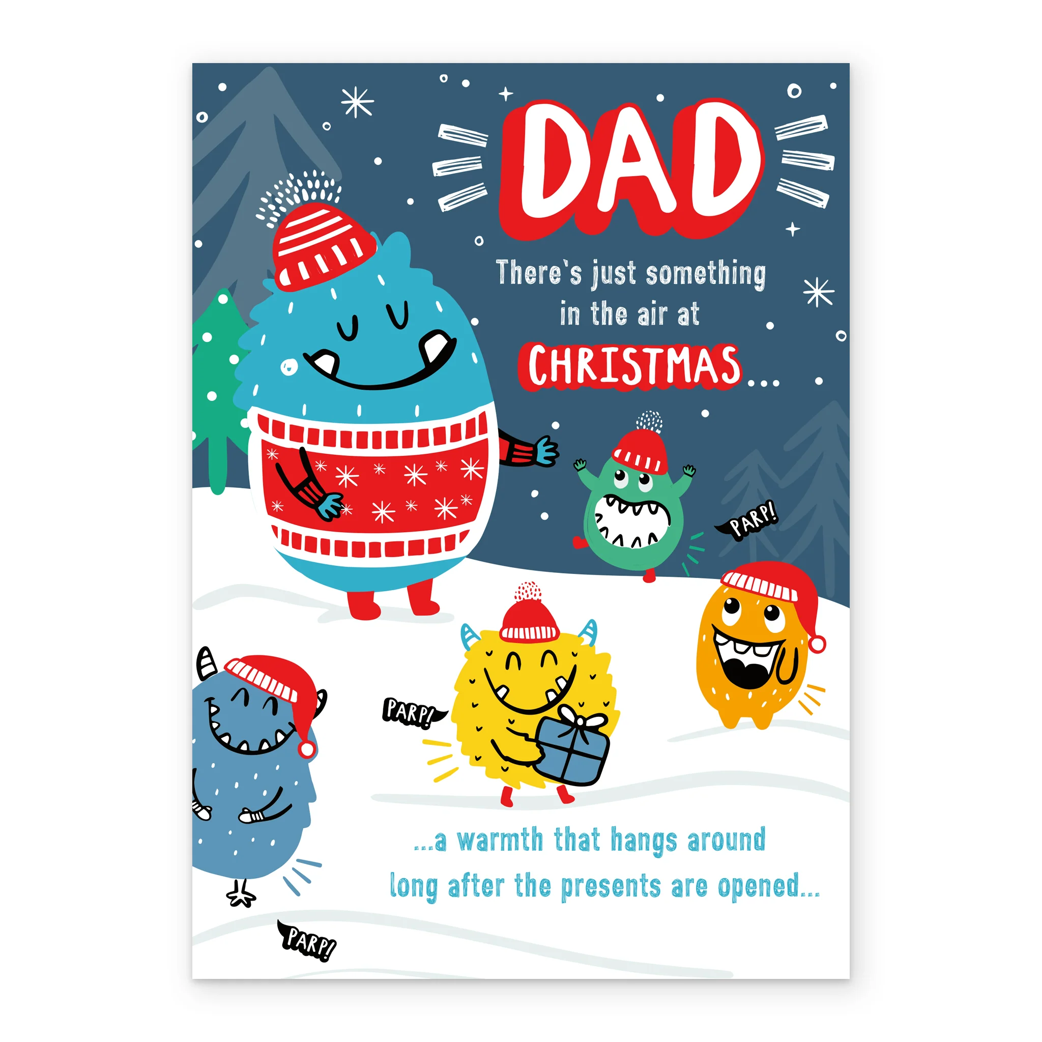 Personalised Dad Funny Monsters Snow Christmas Card - Image 2
