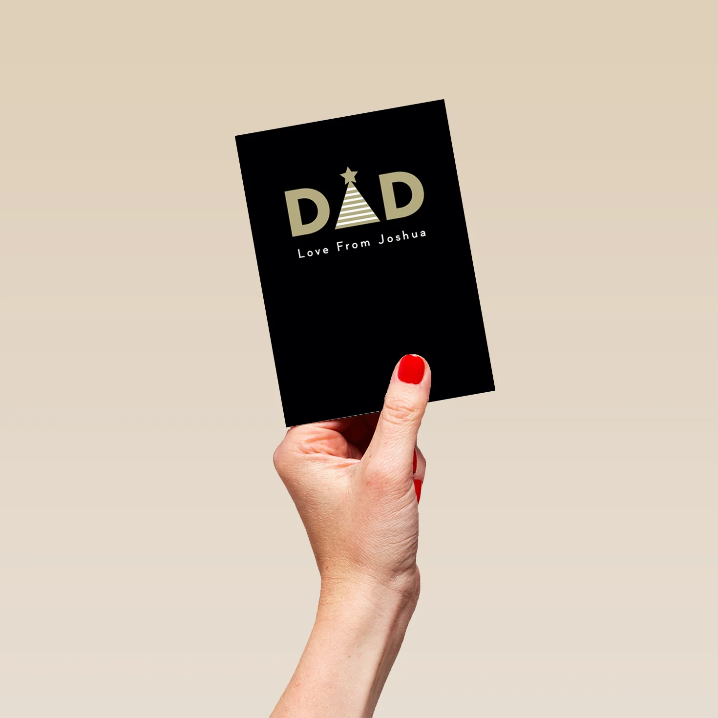 Personalised Dad Gold & Black Text With Icons Christmas Card - Image 4