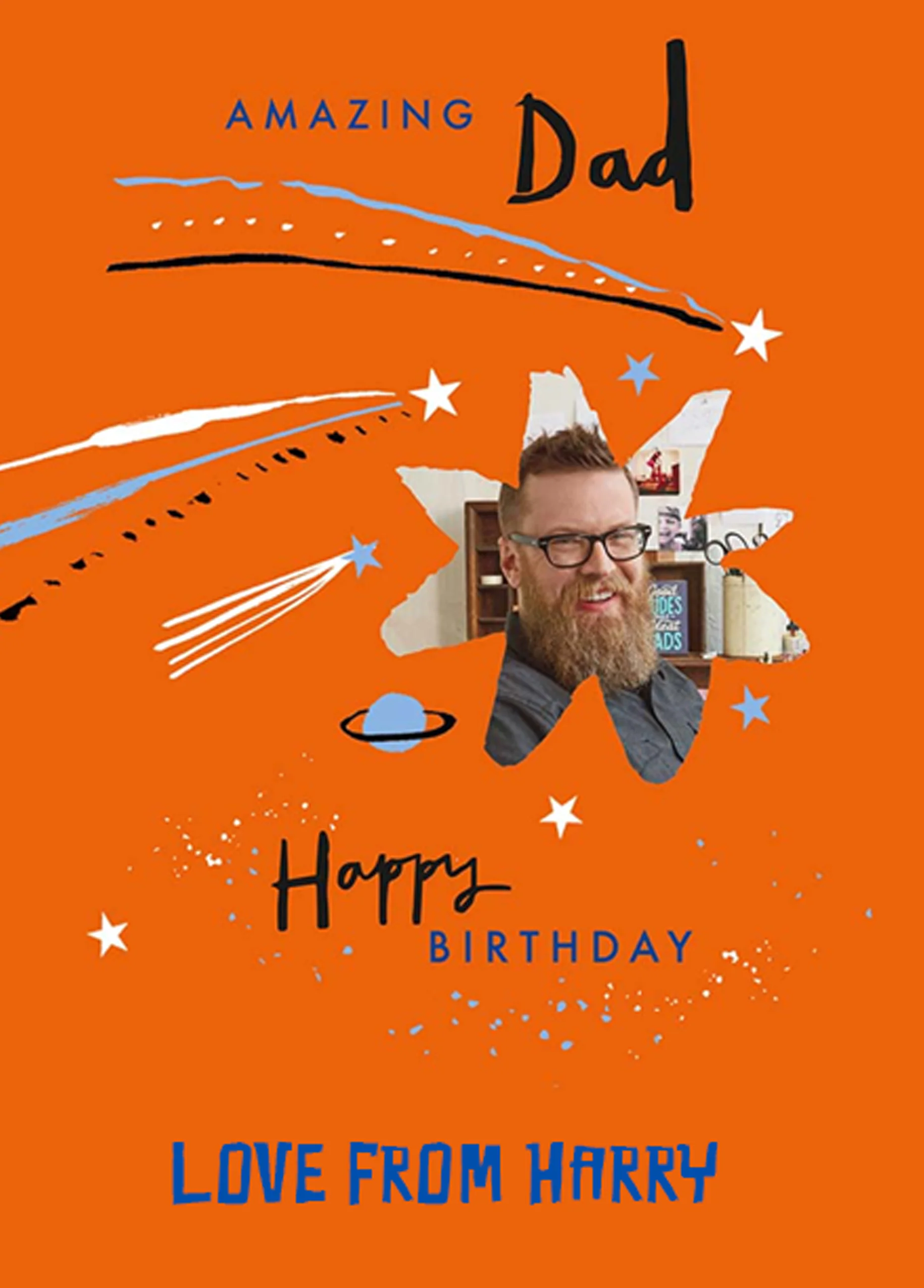 Personalised Dad Happy Stars Photo Card
