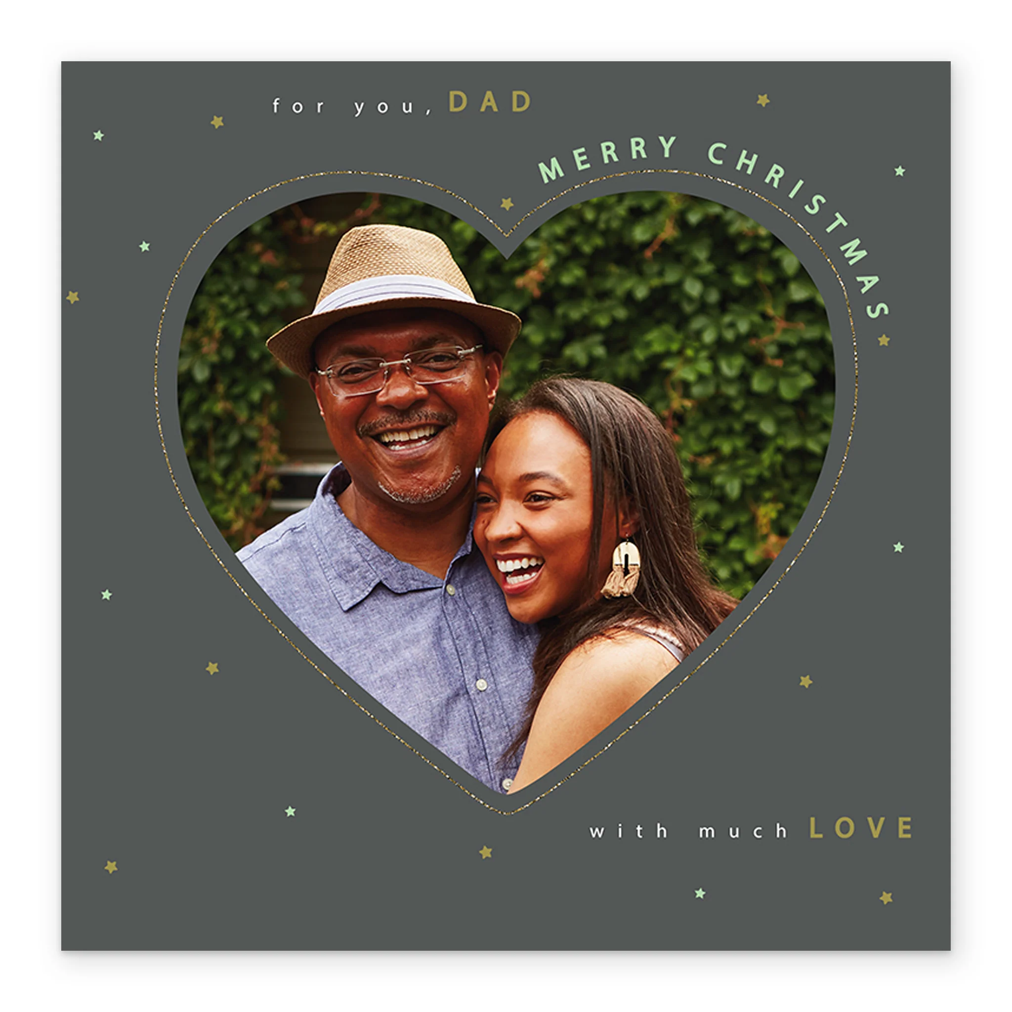Personalised Dad Heart And Star Photo Upload Christmas Card - Image 2