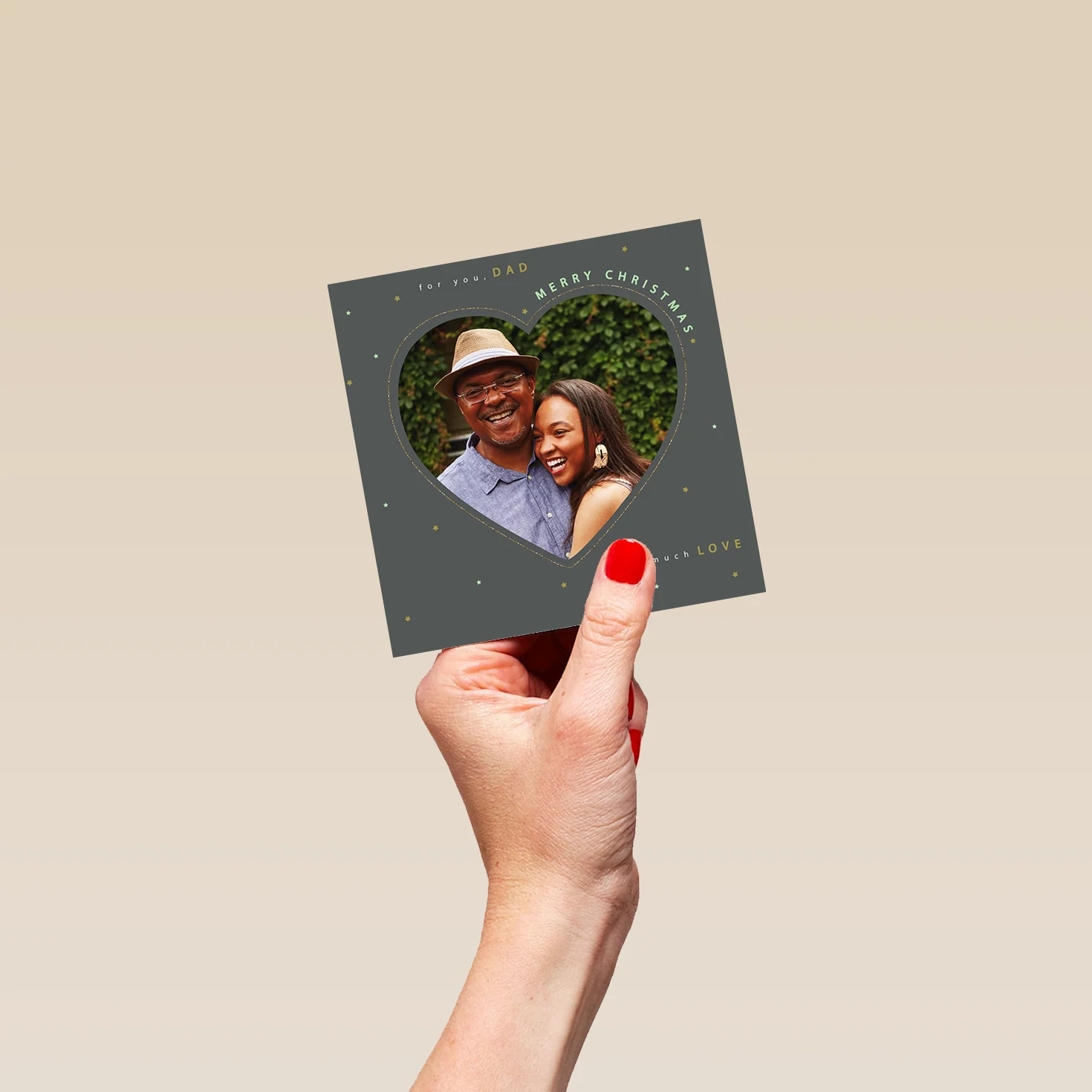 Personalised Dad Heart And Star Photo Upload Christmas Card - Image 4