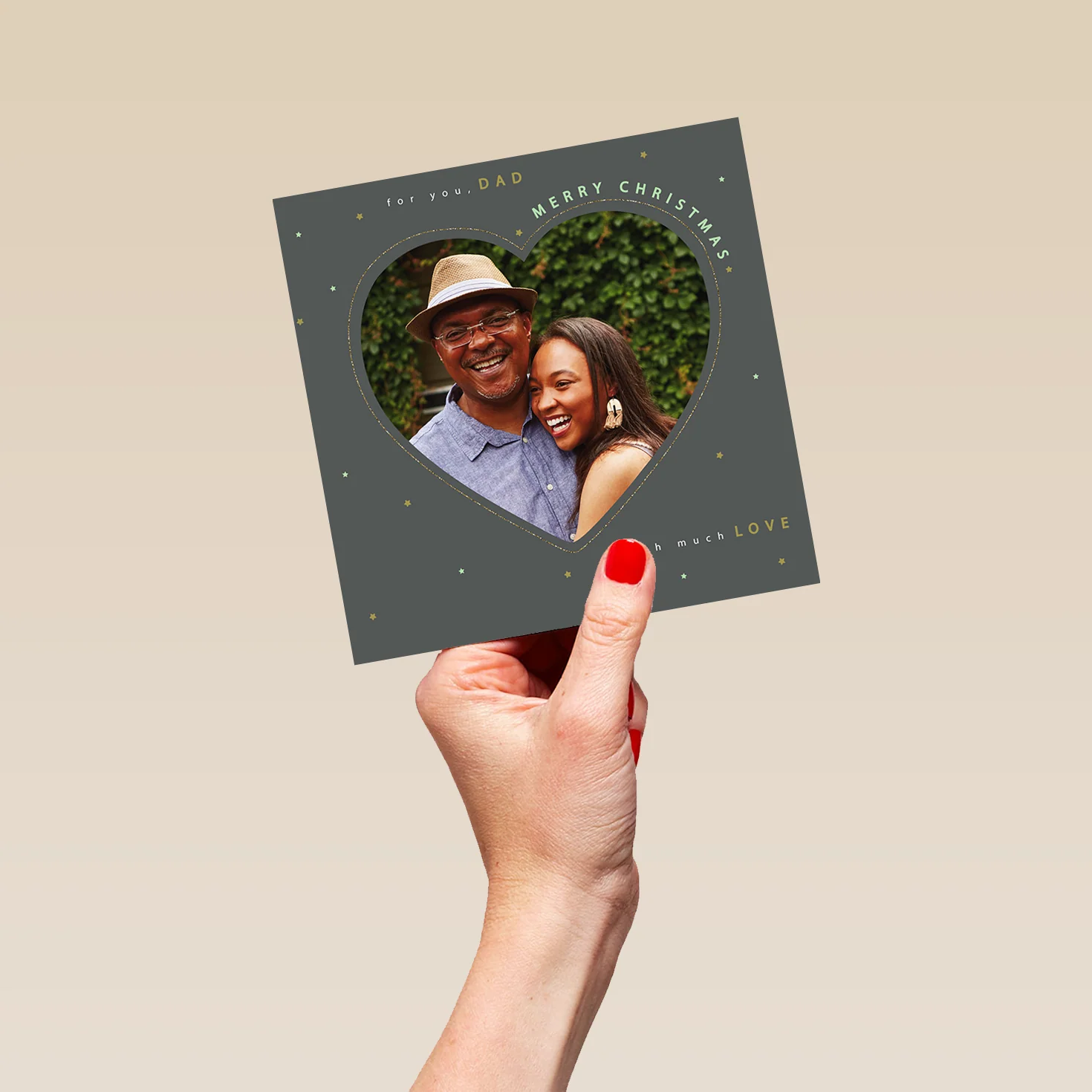 Personalised Dad Heart And Star Photo Upload Christmas Card - Image 5