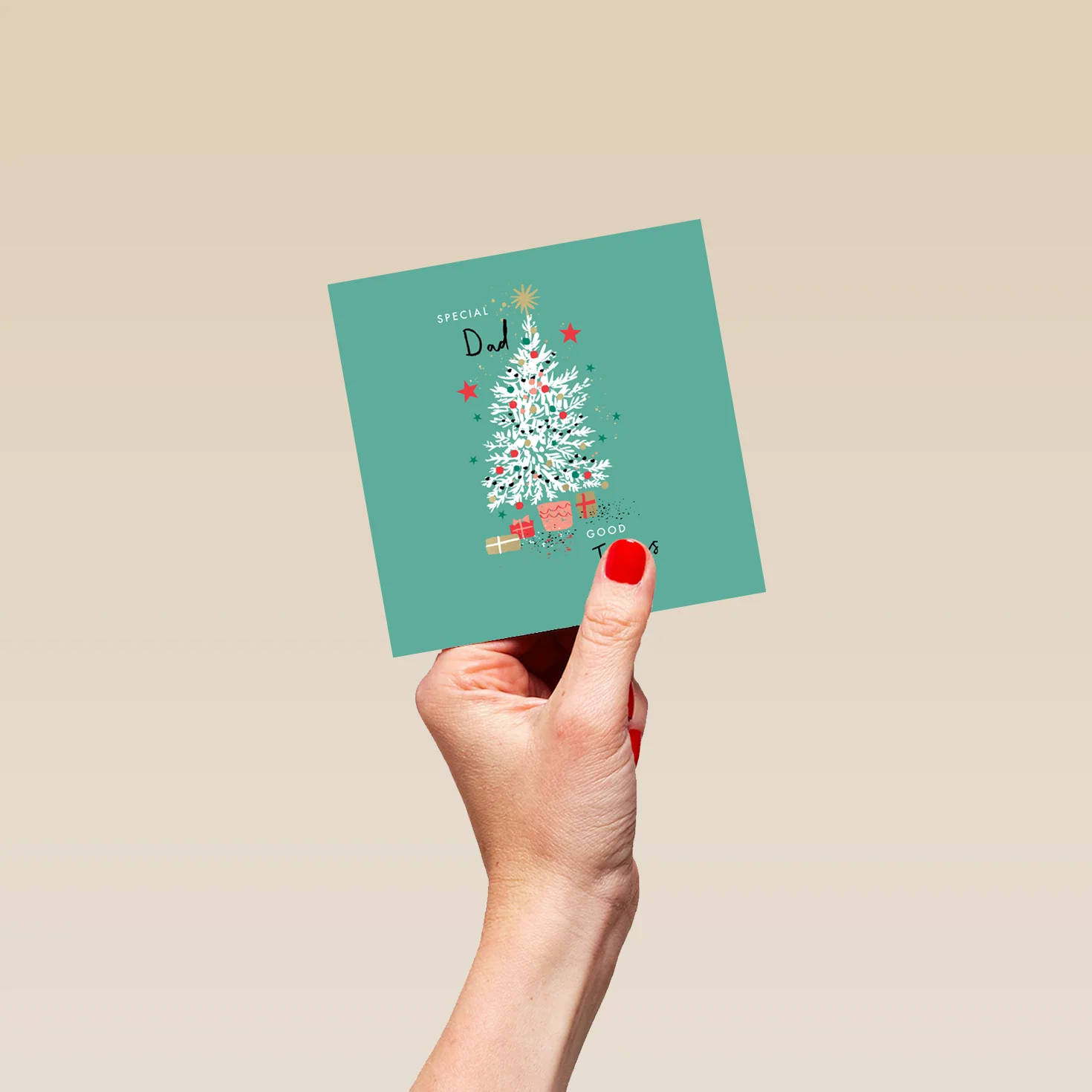 Personalised Dad Illustrated Tree And Gifts Christmas Card - Image 4