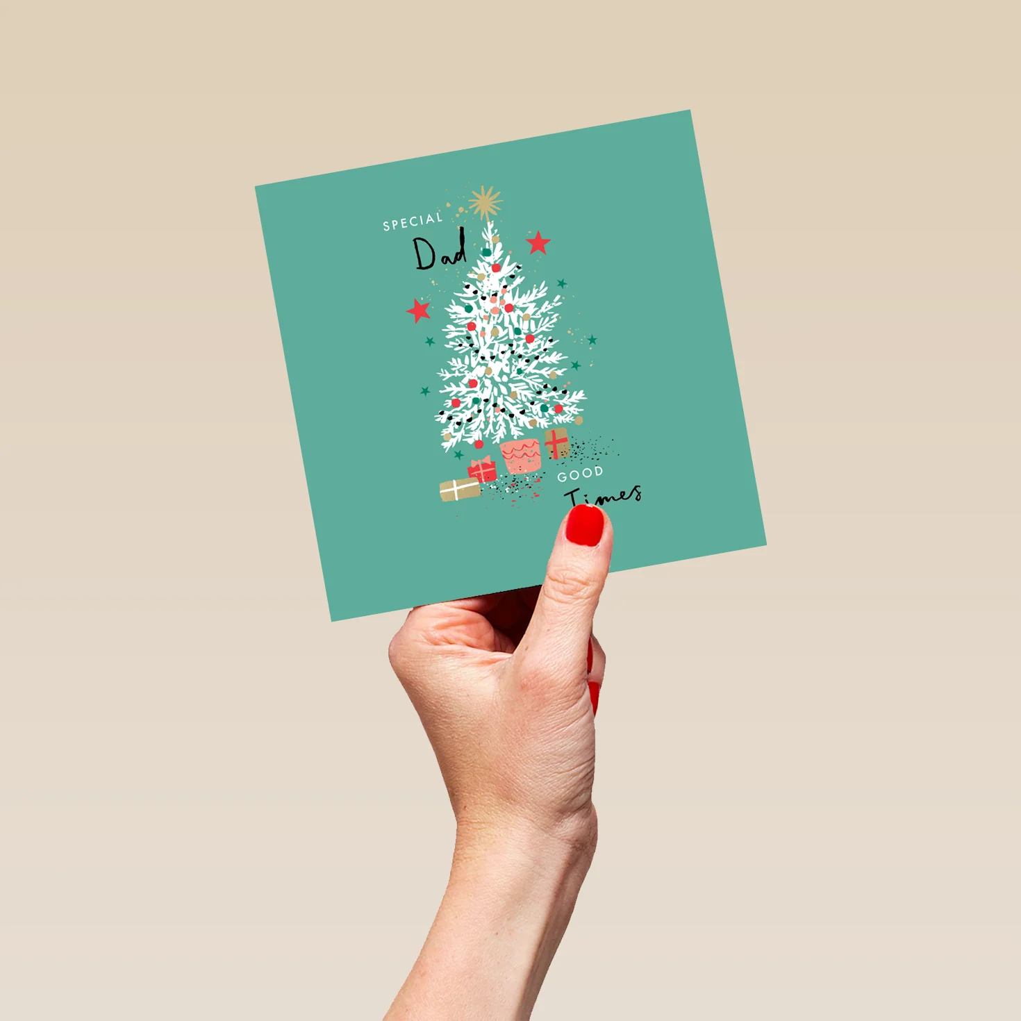 Personalised Dad Illustrated Tree And Gifts Christmas Card - Image 5