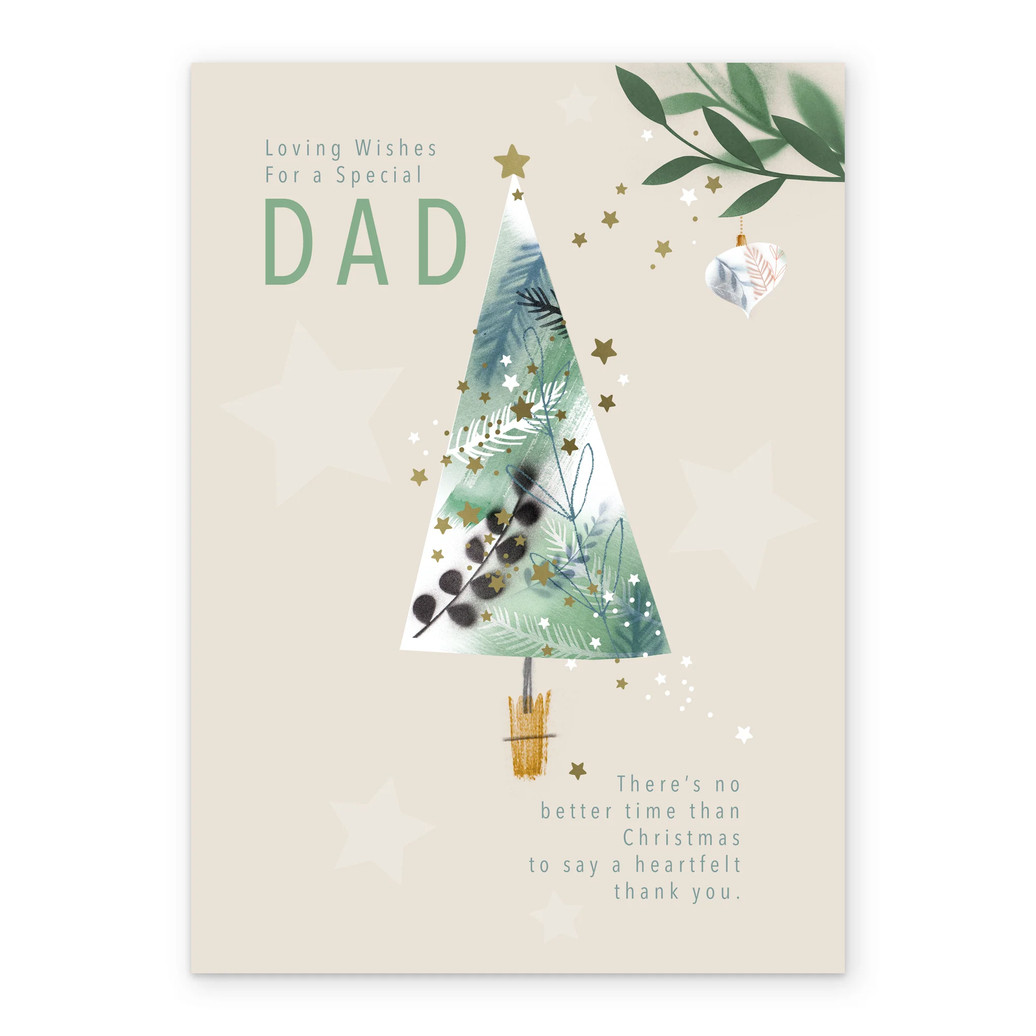 Personalised Dad Tree Stars & Leaves Traditional Christmas Card - Image 2