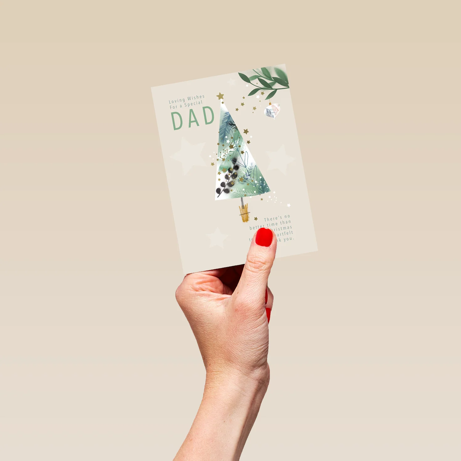 Personalised Dad Tree Stars & Leaves Traditional Christmas Card - Image 4