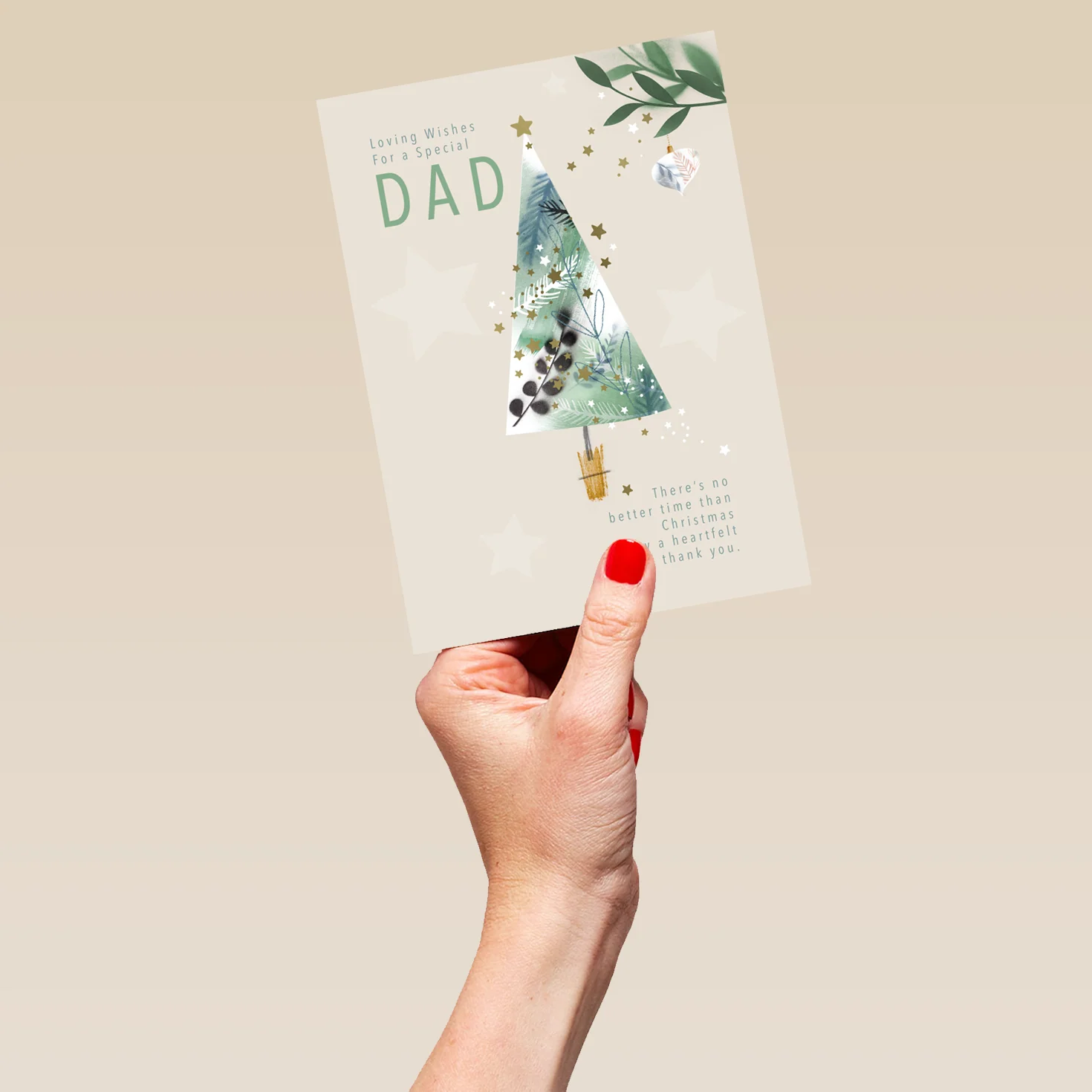 Personalised Dad Tree Stars & Leaves Traditional Christmas Card - Image 5
