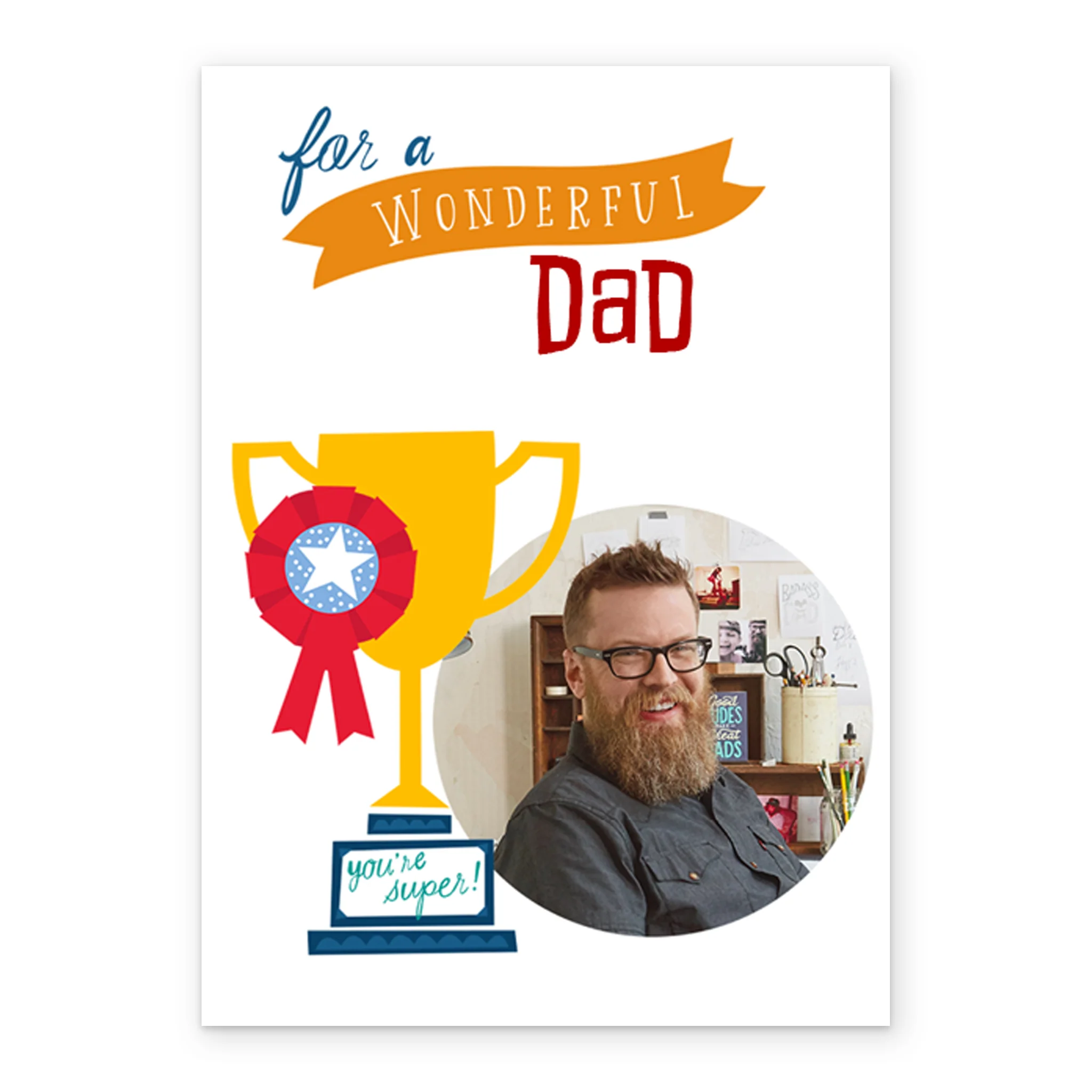 Personalised Dad Trophy & Rosette Photo Card - Image 2