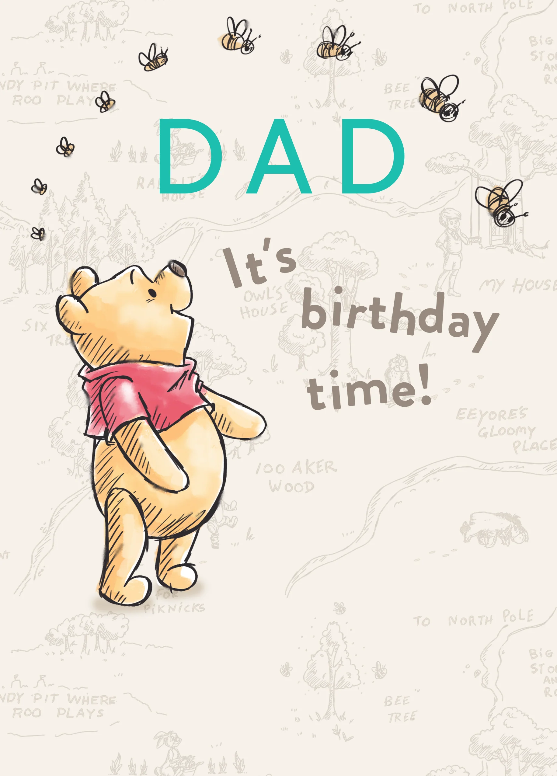 Personalised Dad Winnie the Pooh Birthday Card