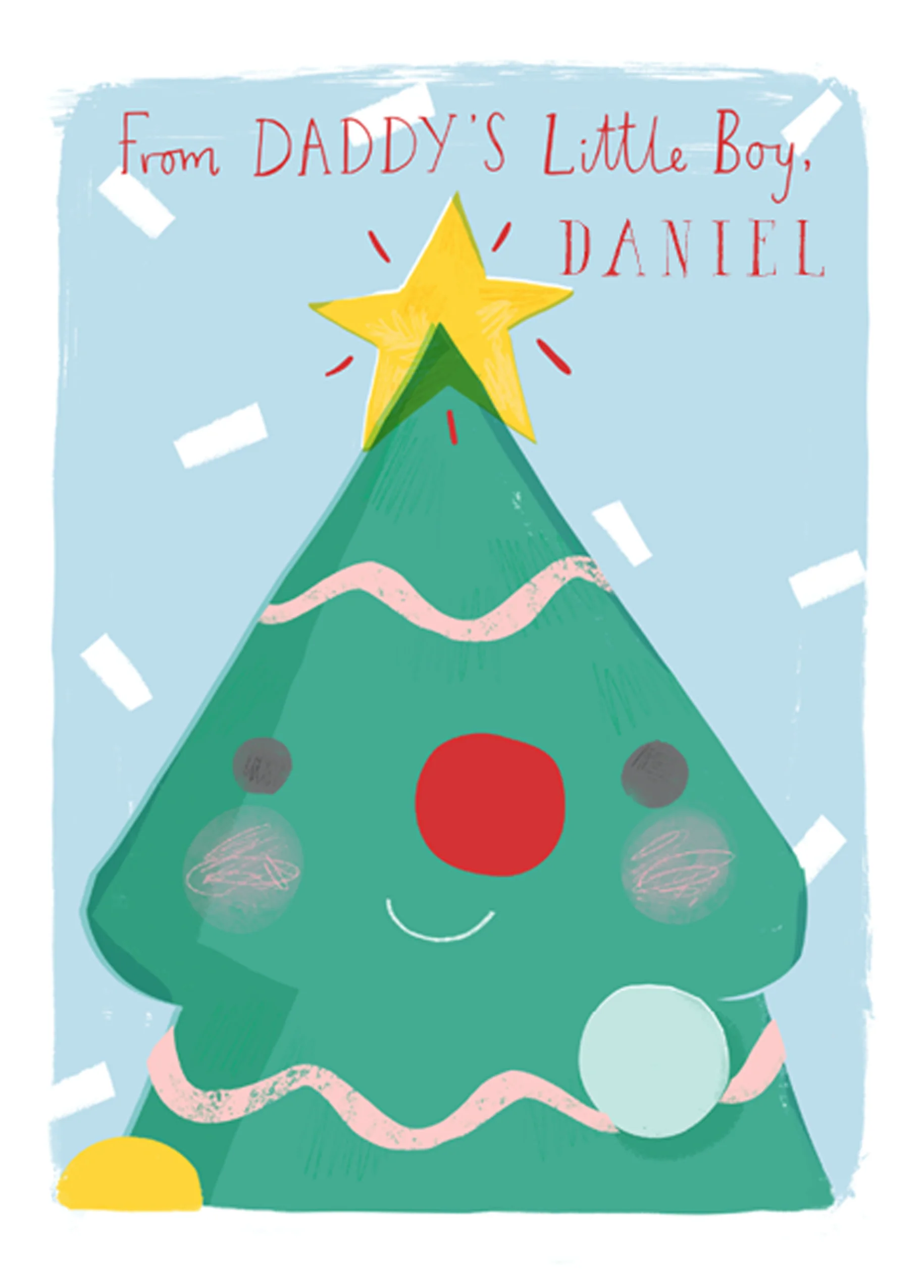 Personalised Daddy From Little Boy Tree Face Christmas Card