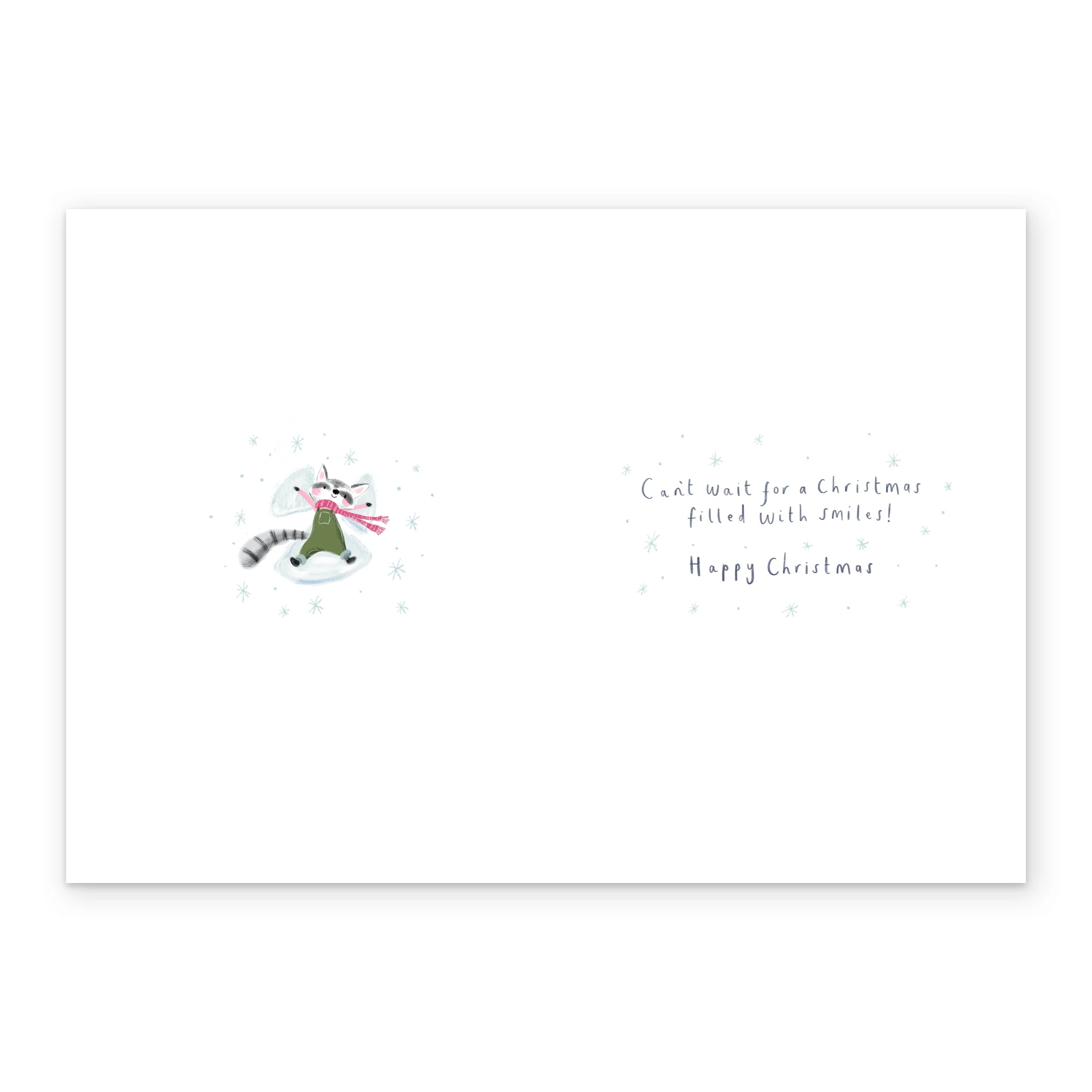 Personalised Daddy From Little Girl Snow Angel Raccoons Christmas Card - Image 3