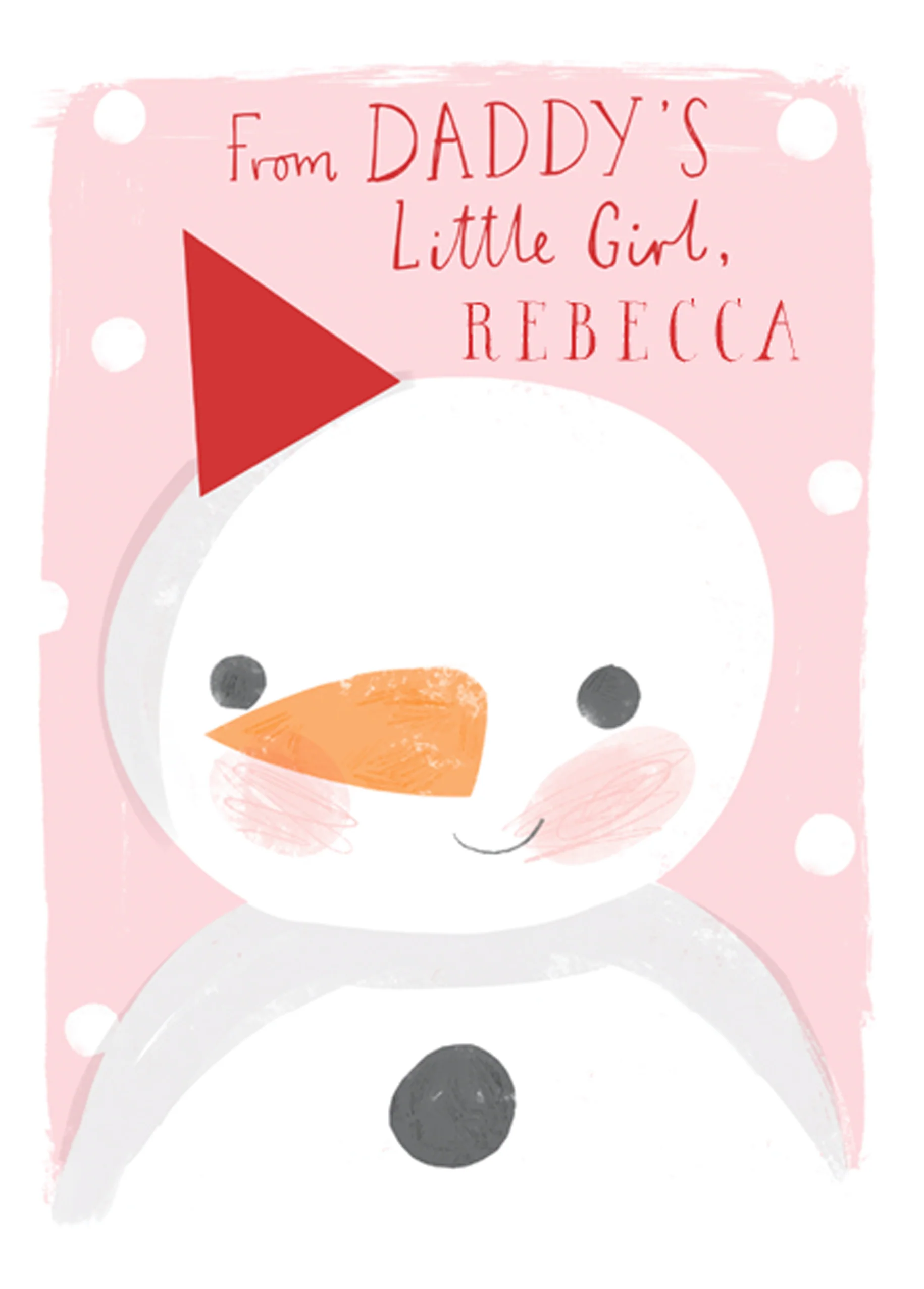 Personalised Daddy From Little Girl Snowman Christmas Card