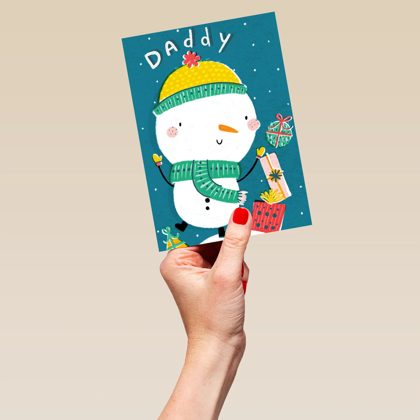 Personalised Daddy Fun Snowman Kids Christmas Card - Image 5