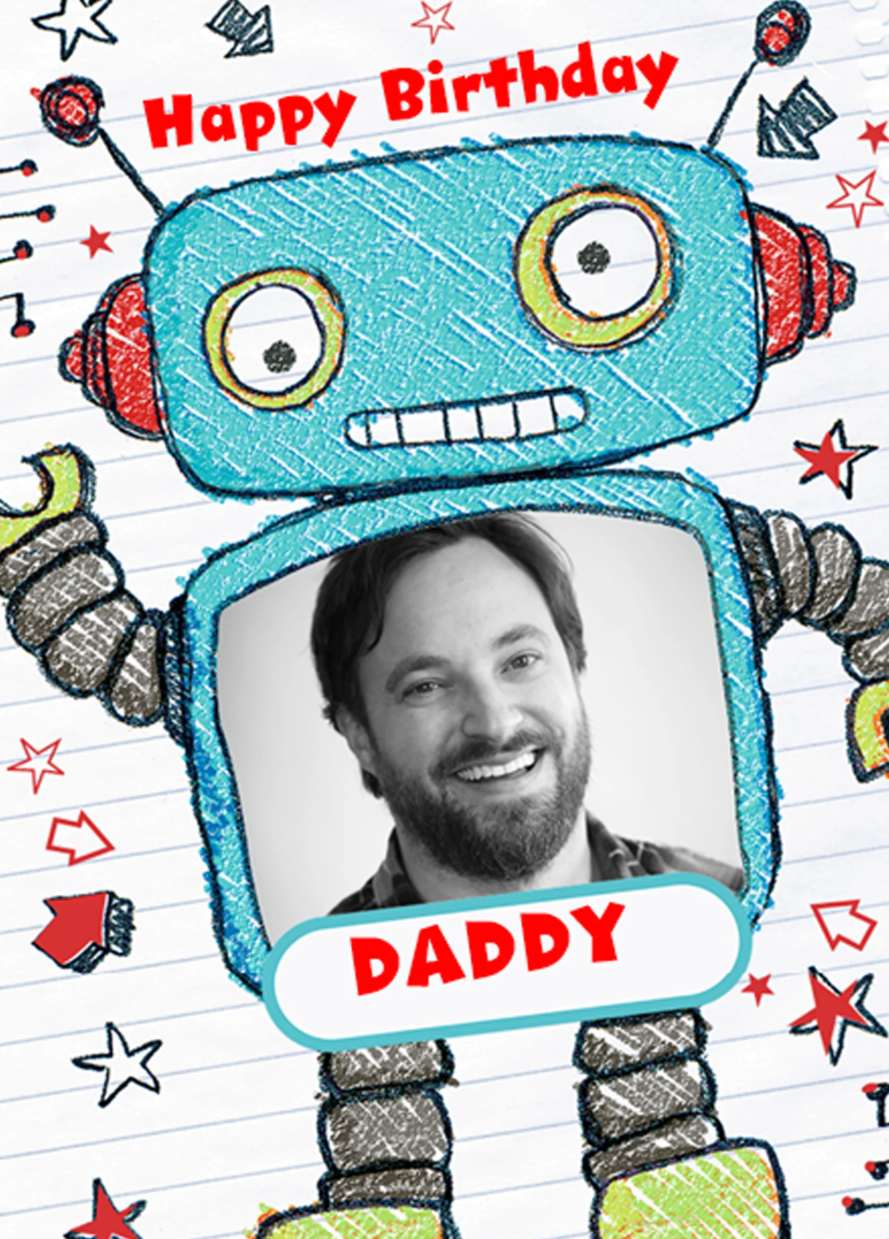 Personalised Daddy Robot Photo Card