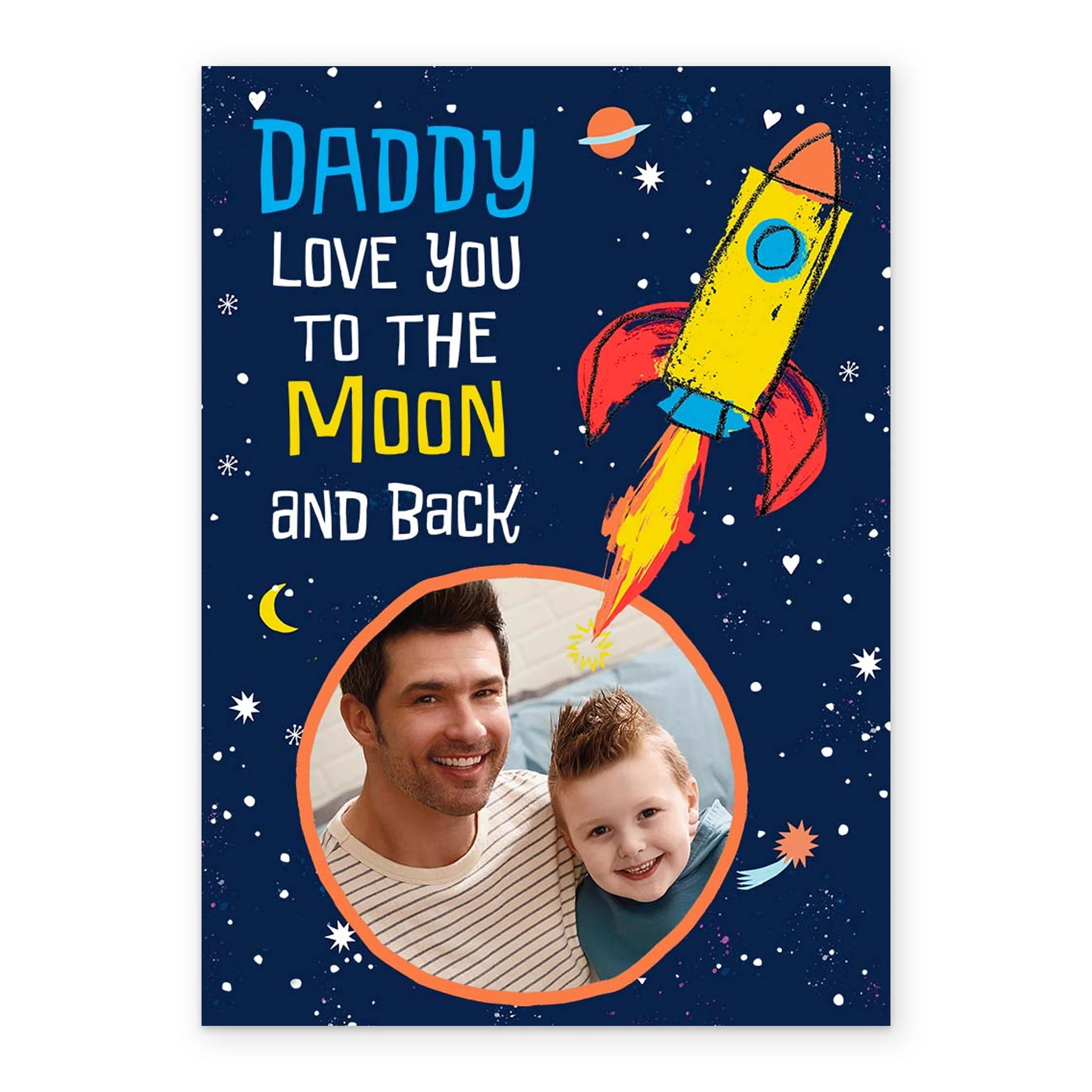 Personalised Daddy Rocket Moon Photo Card - Image 2