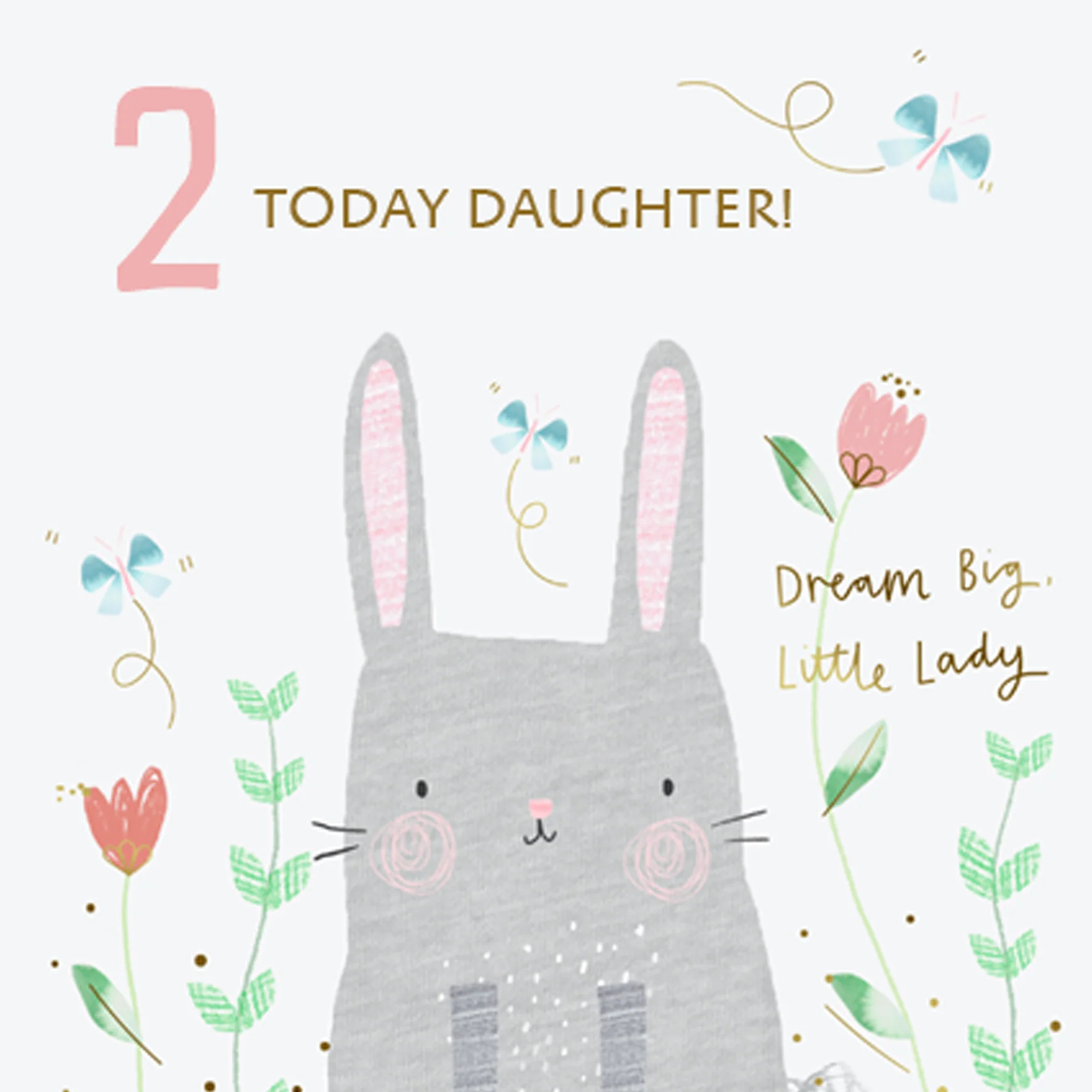 Personalised Daughter Cute Rabbit 2nd Birthday Card