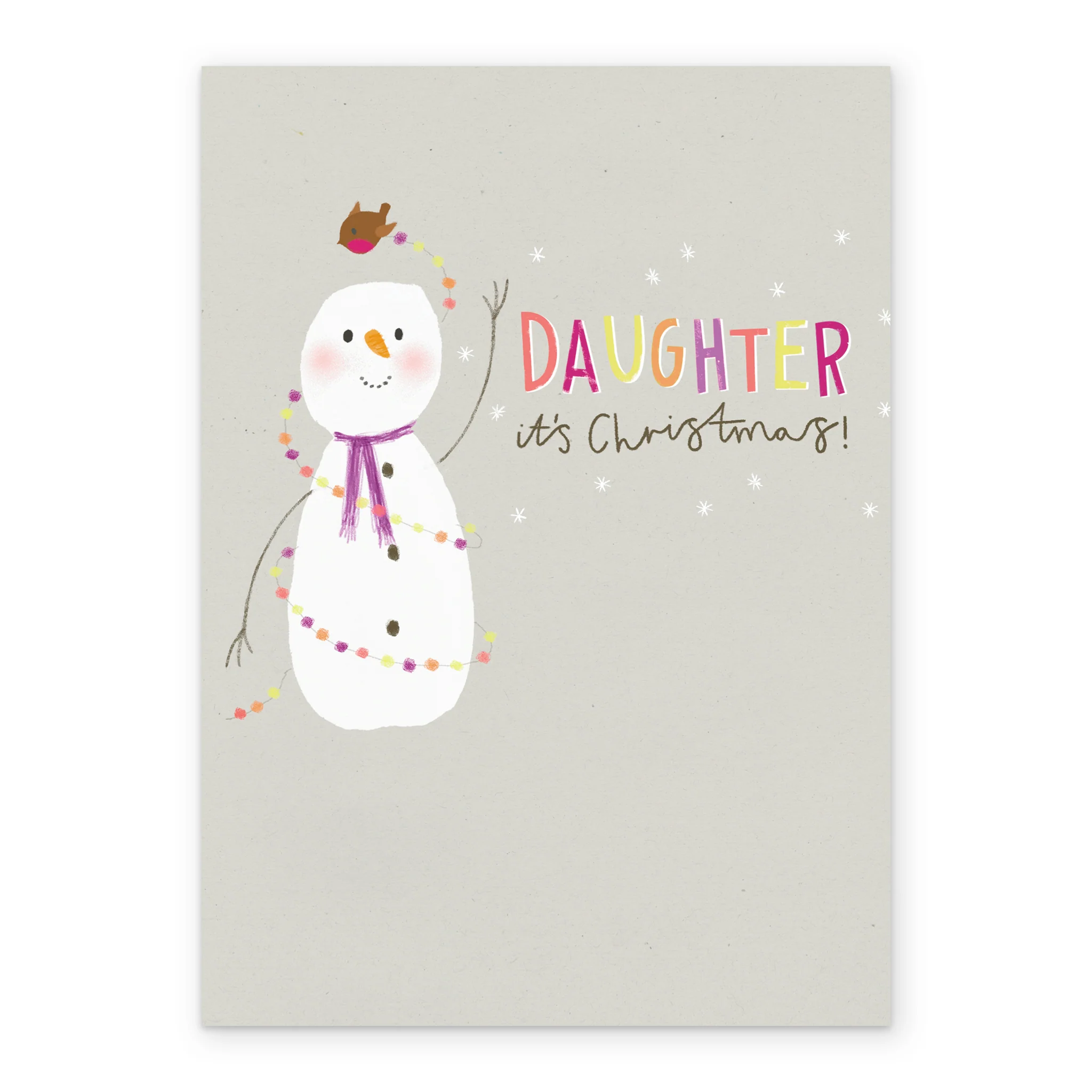 Personalised Daughter Cute Snowman Christmas Card - Image 2